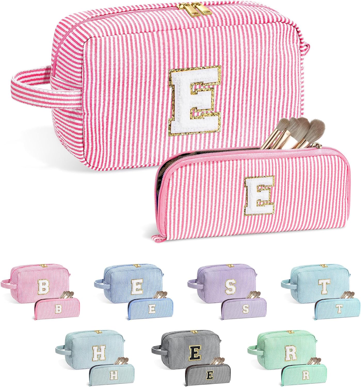 YOOLIFE Gifts for Teen Girls - Personalized Initial Makeup Bag, Birthday Gifts for Women Sister Friend Daughter Girls Kids
