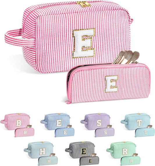YOOLIFE Gifts for Teen Girls - Personalized Initial Makeup Bag, Birthday Gifts for Women Sister Friend Daughter Girls Kids