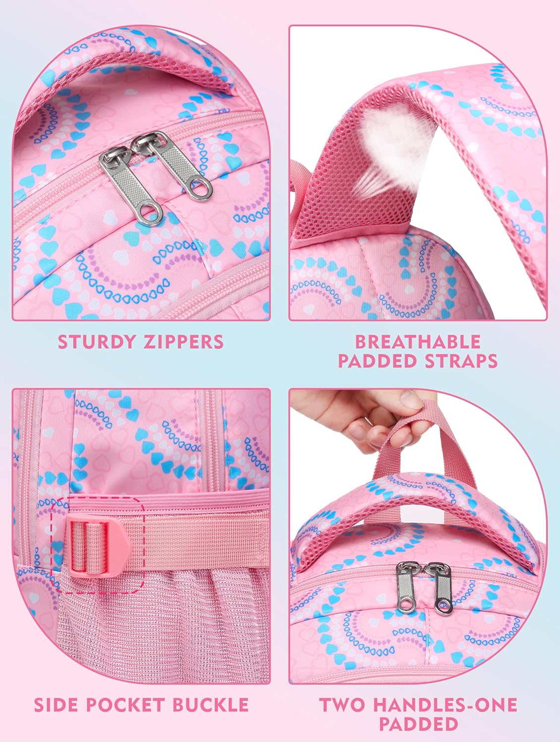 BLUEFAIRY Kids Backpacks for Boys Girls Elementary Primary Middle School Bookbags Back to School Bags for Childs Age 6-8 Mochilas Escolares para Niños Niñas 17 Inch Peach Pink