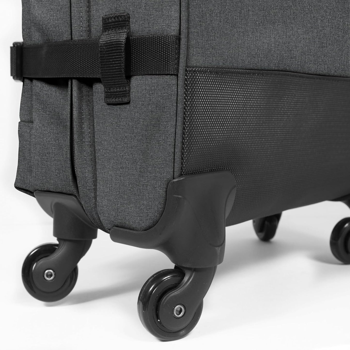 EASTPAK Trans4 S – 44L Large Wheeled Luggage with Dual Compartments, TSA Lock, 360° Spinner Wheels, and Diamond-Embossed Handle, Black Denim