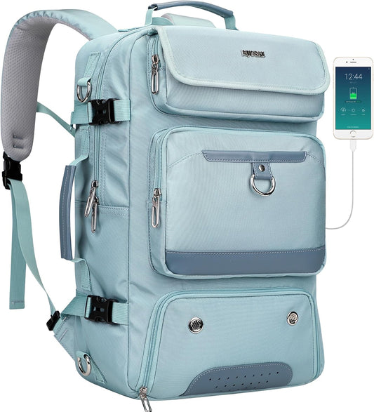 PIJUSHI Carry on Travel Backpack for Women Convertible Duffel Bag Backpack Large Luggage Rucksack Fit 16 Inch Laptop(PE039 Blue)