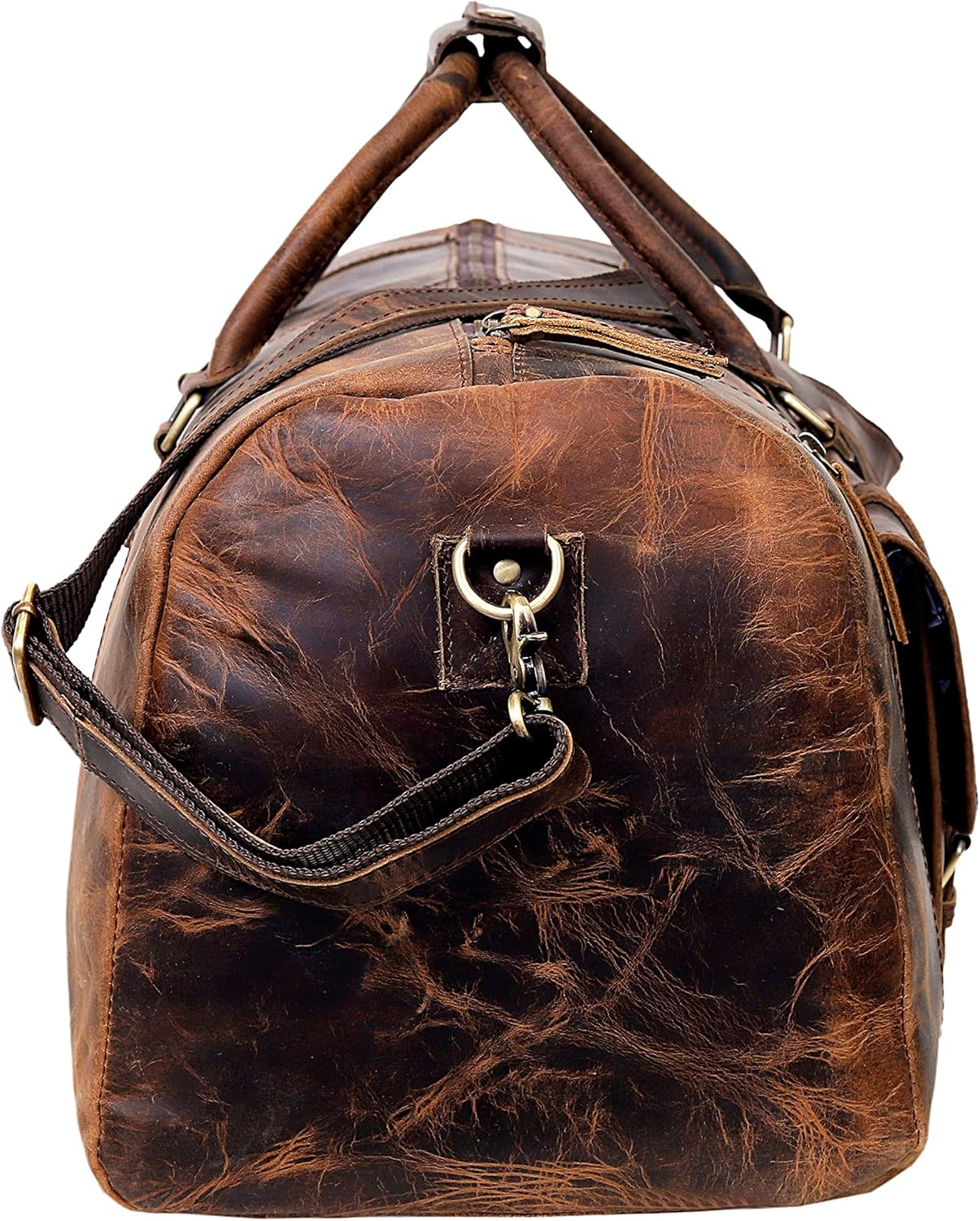 Genuine buffalo Leather Travel Duffel Bag, Large Handcrafted Weekender, vintage Overnight Bag for Men with Shoe Compartment, Detachable Shoulder Strap & Internal Sections for Cards & Cell Phone