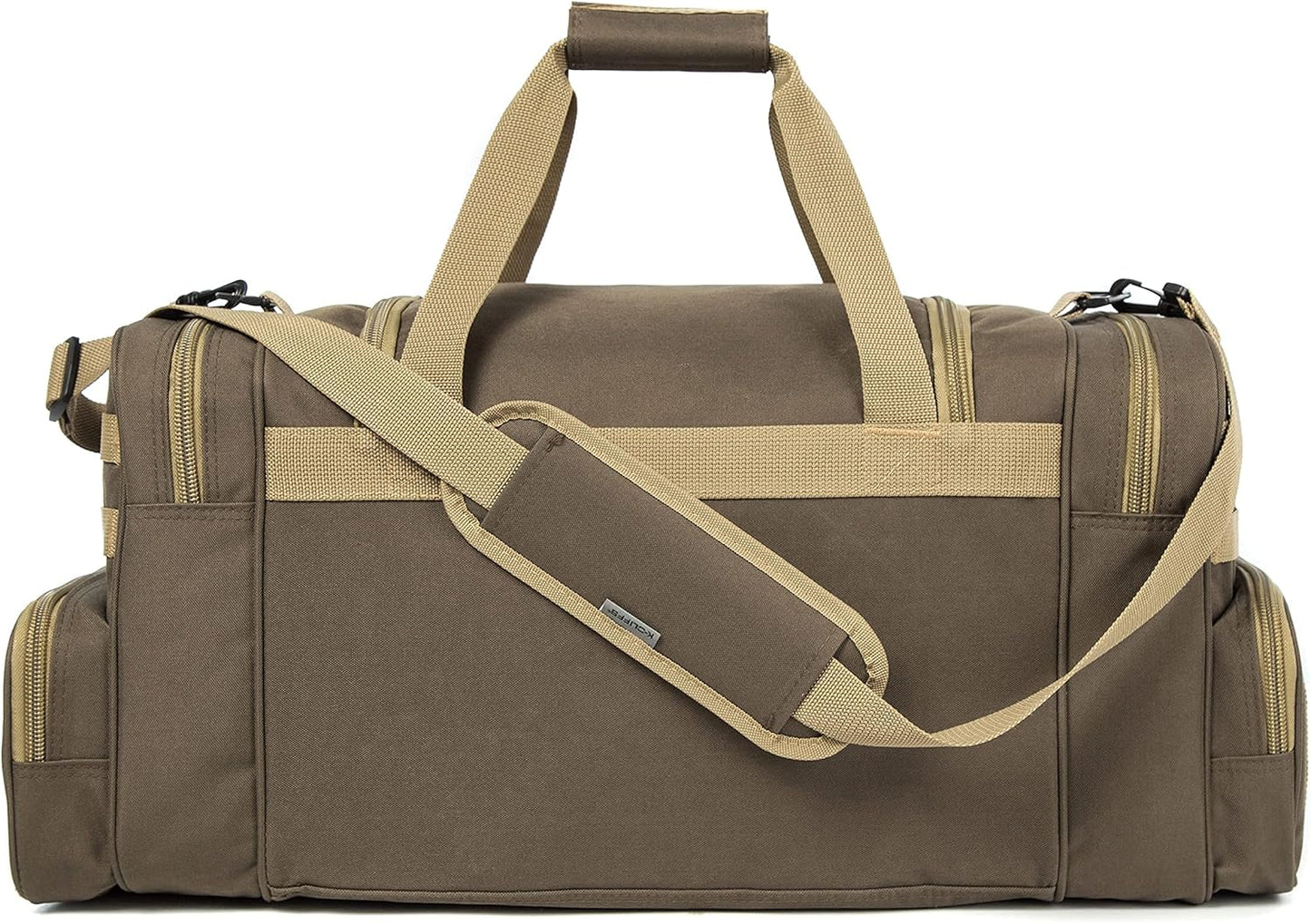 Tactical Range Duffel Heavy Duty Military Molle Gear Travel Sports Gym Bag Lockable Zippers with US Flag Patch (27 In Khaki)