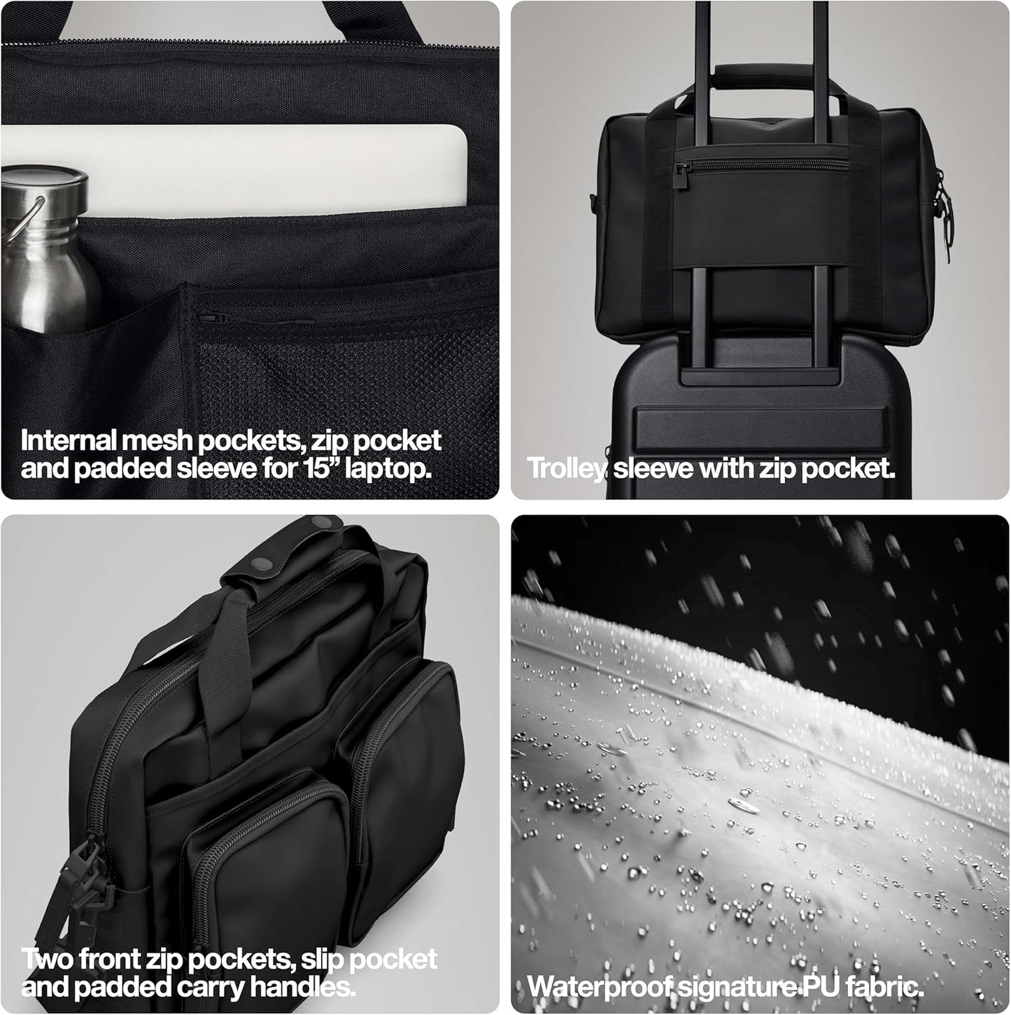 RAINS Texel Tech Bag - Green Waterproof Water Resistant Water Repellent Laptop Bag Unisex Commuter Travel Case 15" Computer Sleeve Tech Organizer - 2 Year Warranty