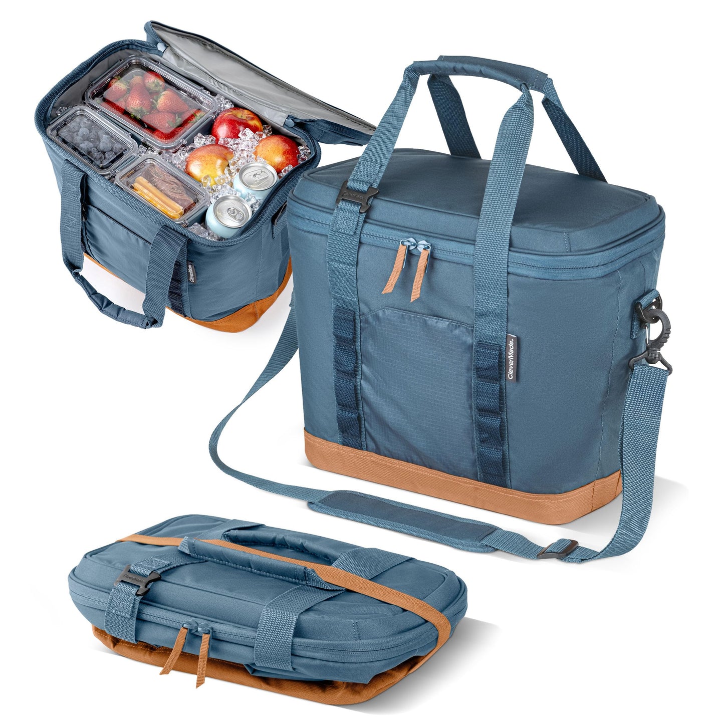 CleverMade Pacifica Collapsible Cooler Bag, Medium Travel Cooler, Ocean