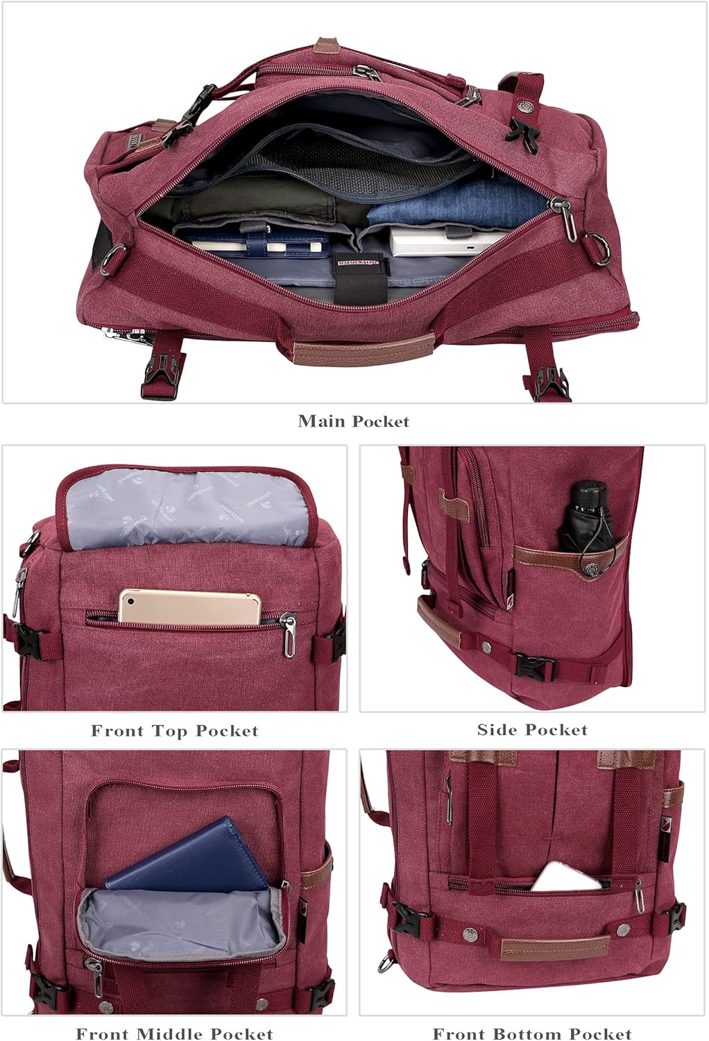 WITZMAN Canvas Backpack Vintage Travel Backpack Large Laptop Bags Convertible Shoulder