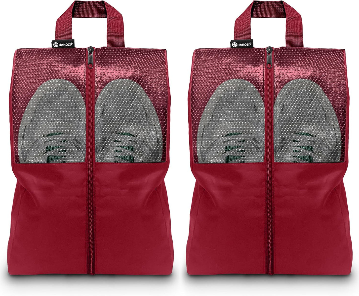 Shoe Bags For Travel, Used As For Storage or Shoe Travel Bag, Space Saving When Travelling With This Travel Shoe Bags For Packing, Featuring Waterproof Nylon Sneaker Bag. (Red, 2 Pack, Large)