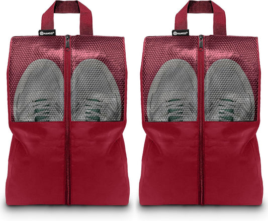Shoe Bags For Travel, Used As For Storage or Shoe Travel Bag, Space Saving When Travelling With This Travel Shoe Bags For Packing, Featuring Waterproof Nylon Sneaker Bag. (Red, 2 Pack, Large)