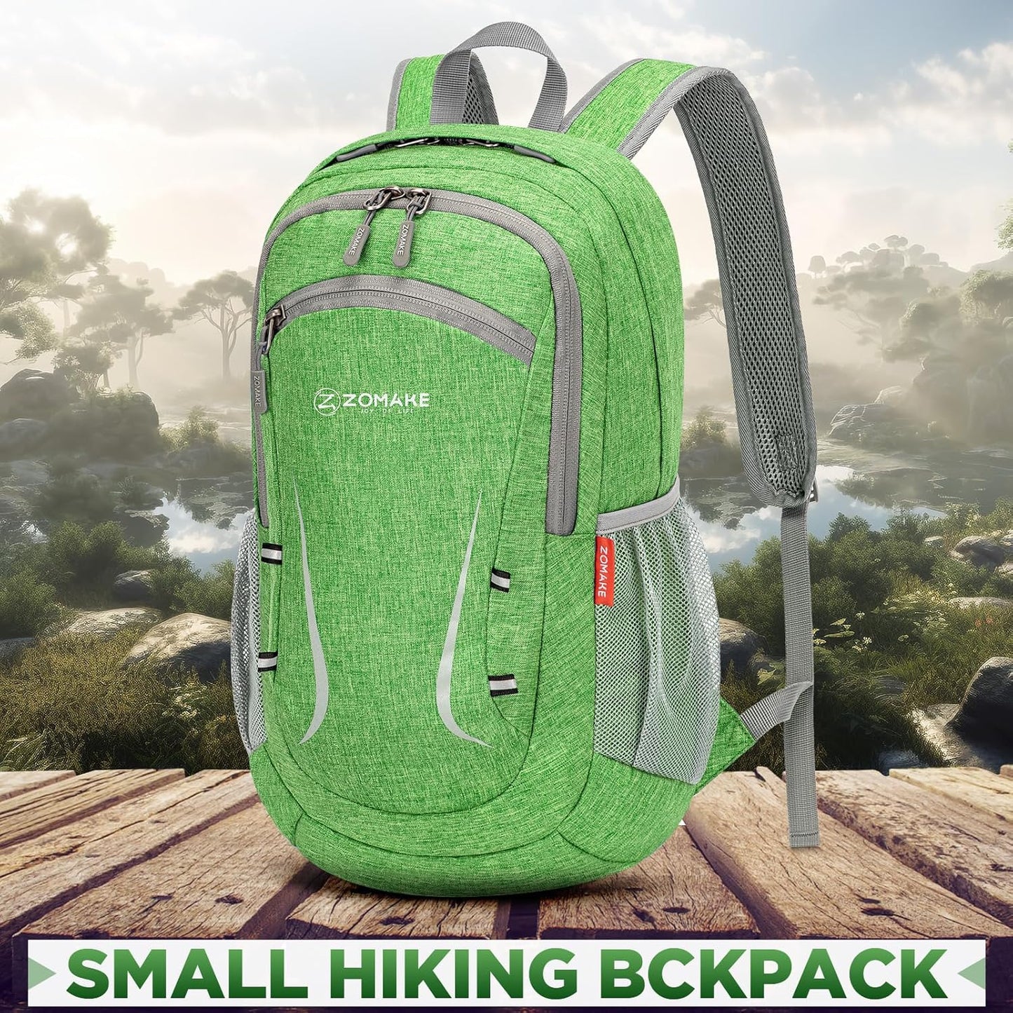 ZOMAKE Ultra Lightweight Packable Backpack 20L,Small Foldable Backpacks Hiking Water Resistant Collapsible Daypack for Women Men(Dark Green-A2)