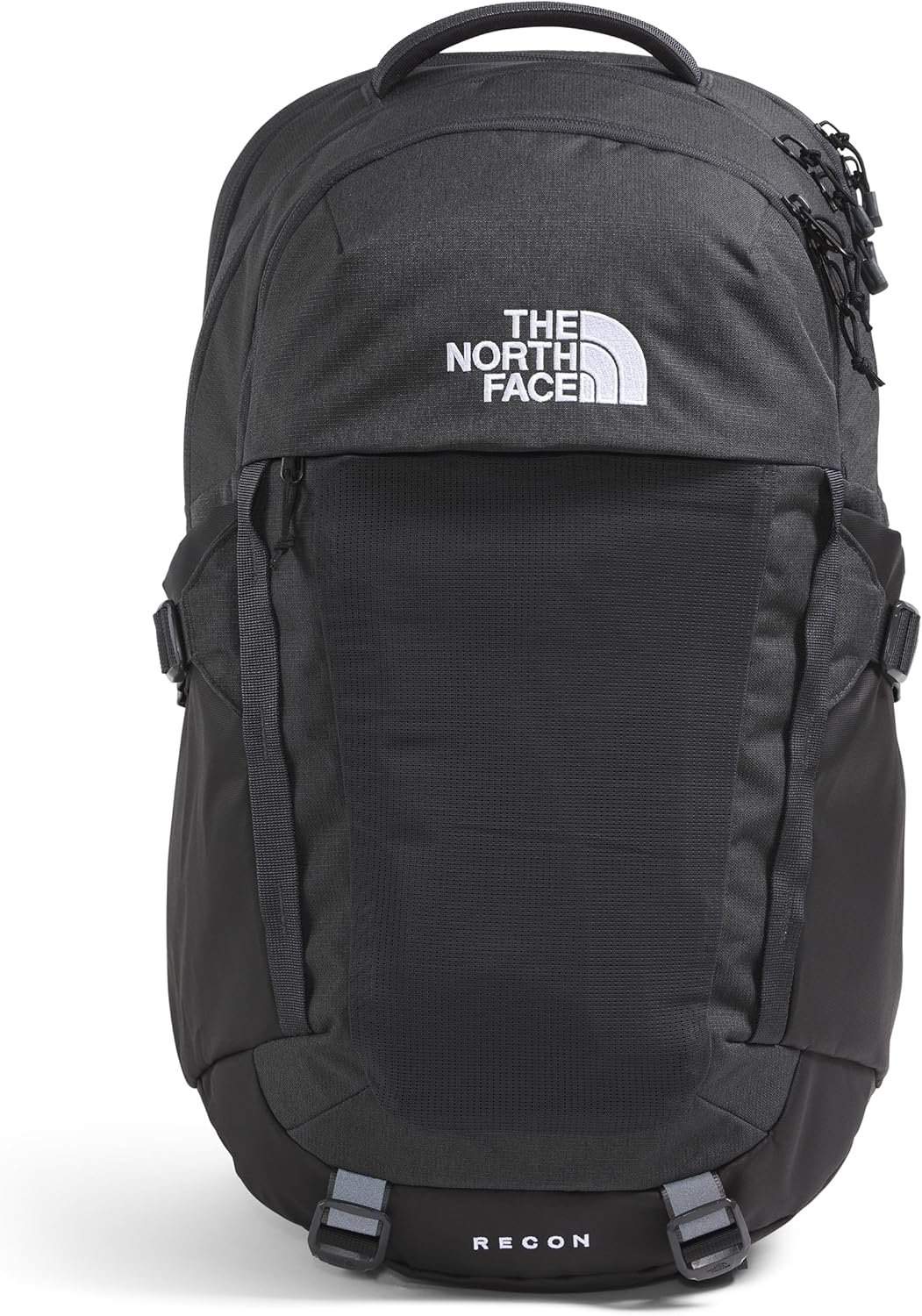 The North Face Recon Everyday Laptop Backpack | Daypack with Water Repellent Finish, 16" Laptop Sleeve, 2 Water Bottle Pockets, Asphalt Grey Light Heather/TNF Black-NPF, One Size
