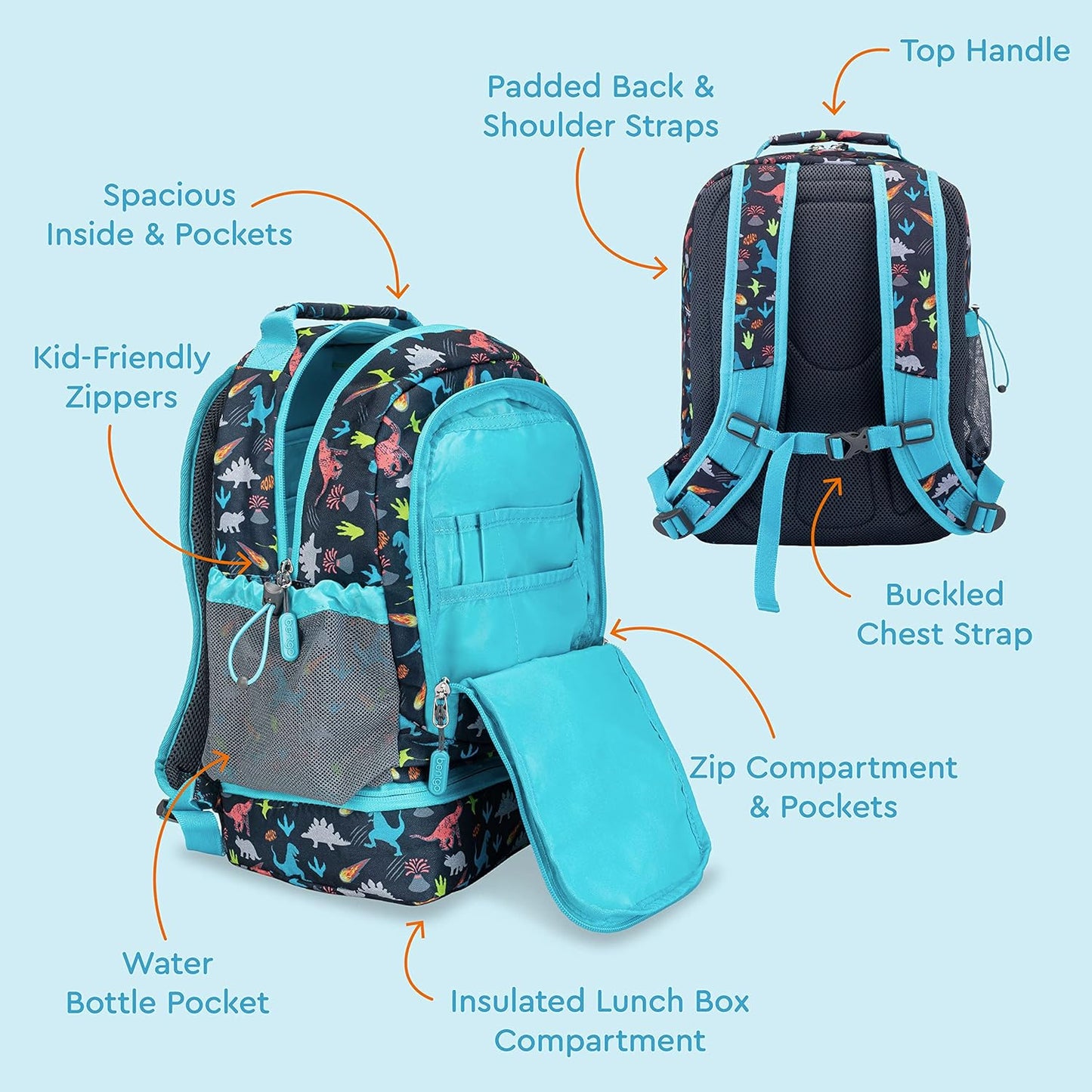 Bentgo Kids 2-in-1 Backpack & Insulated Lunch Bag - Durable 16” Backpack & Lunch Container in