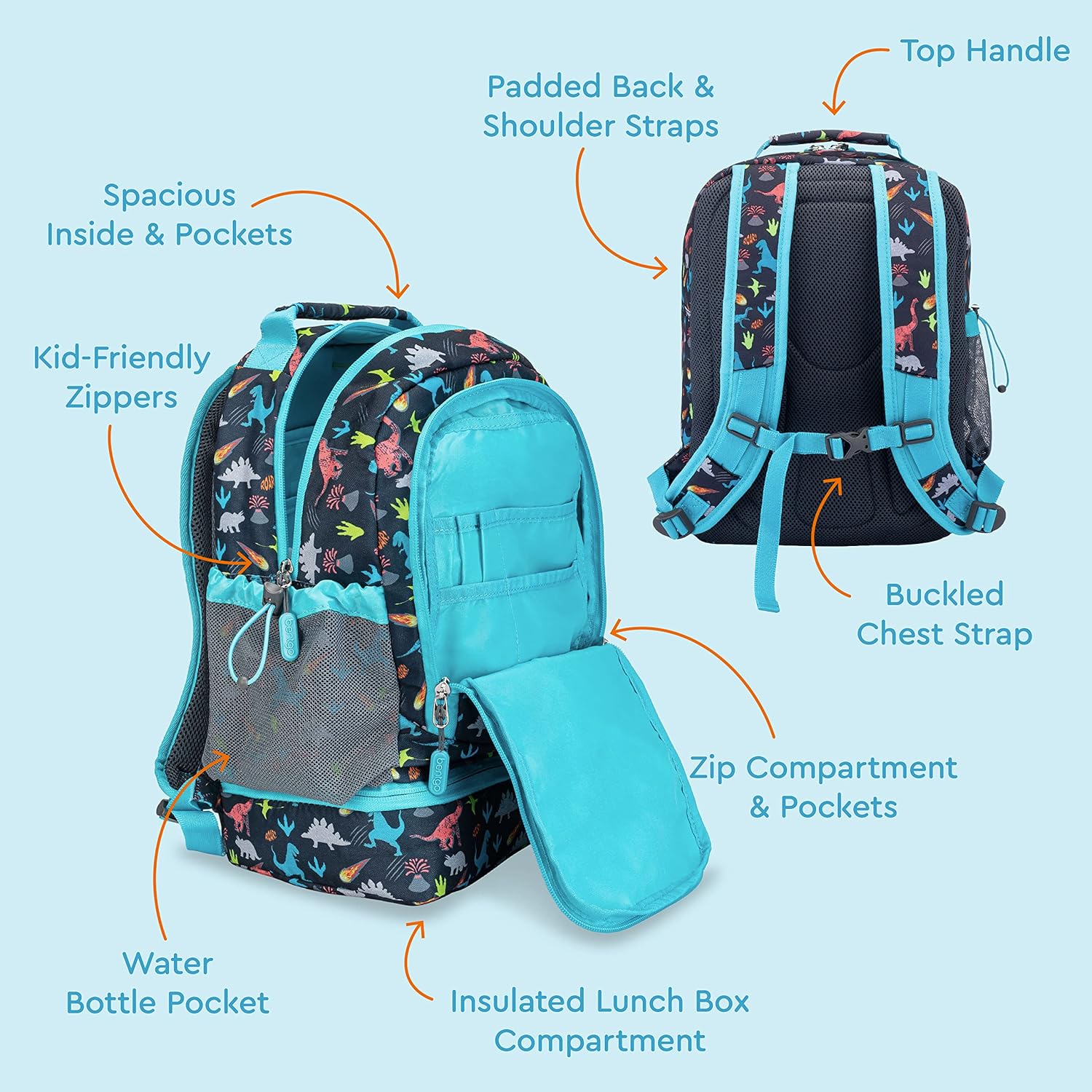 Bentgo Kids 2-in-1 Backpack & Insulated Lunch Bag - Durable 16” Backpack & Lunch Container in