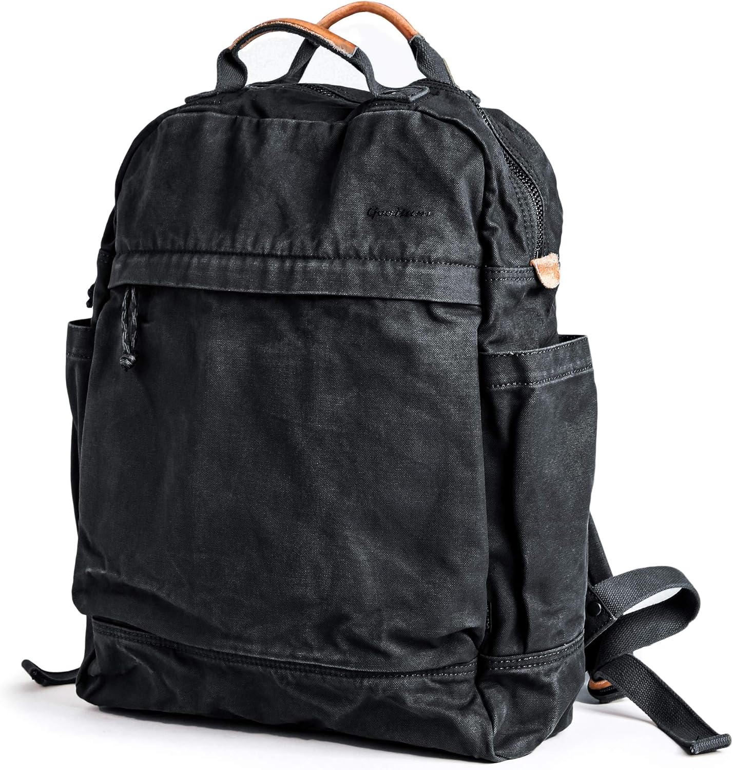 GOOTIUM Canvas Backpack for Women Vintage Style Zipper Bag Men's Casual Daypack Cloth Outdoor Travel Rucksack, Black