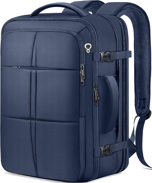 Travel Backpack, Extra Large 50L Flight Approved Carry on Backpack, Expandable Waterproof Business Suitcase Daypack Big Bag Fits 18.4 Inch Laptop, Blue