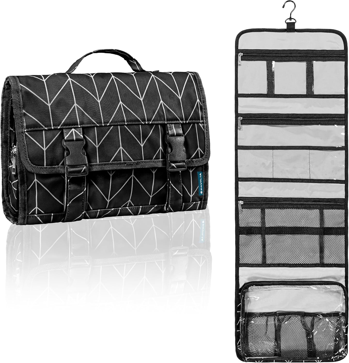 PAVILIA Travel Hanging Toiletry Bag for Women Men, Large Capacity Makeup Bag Kit, Waterproof
