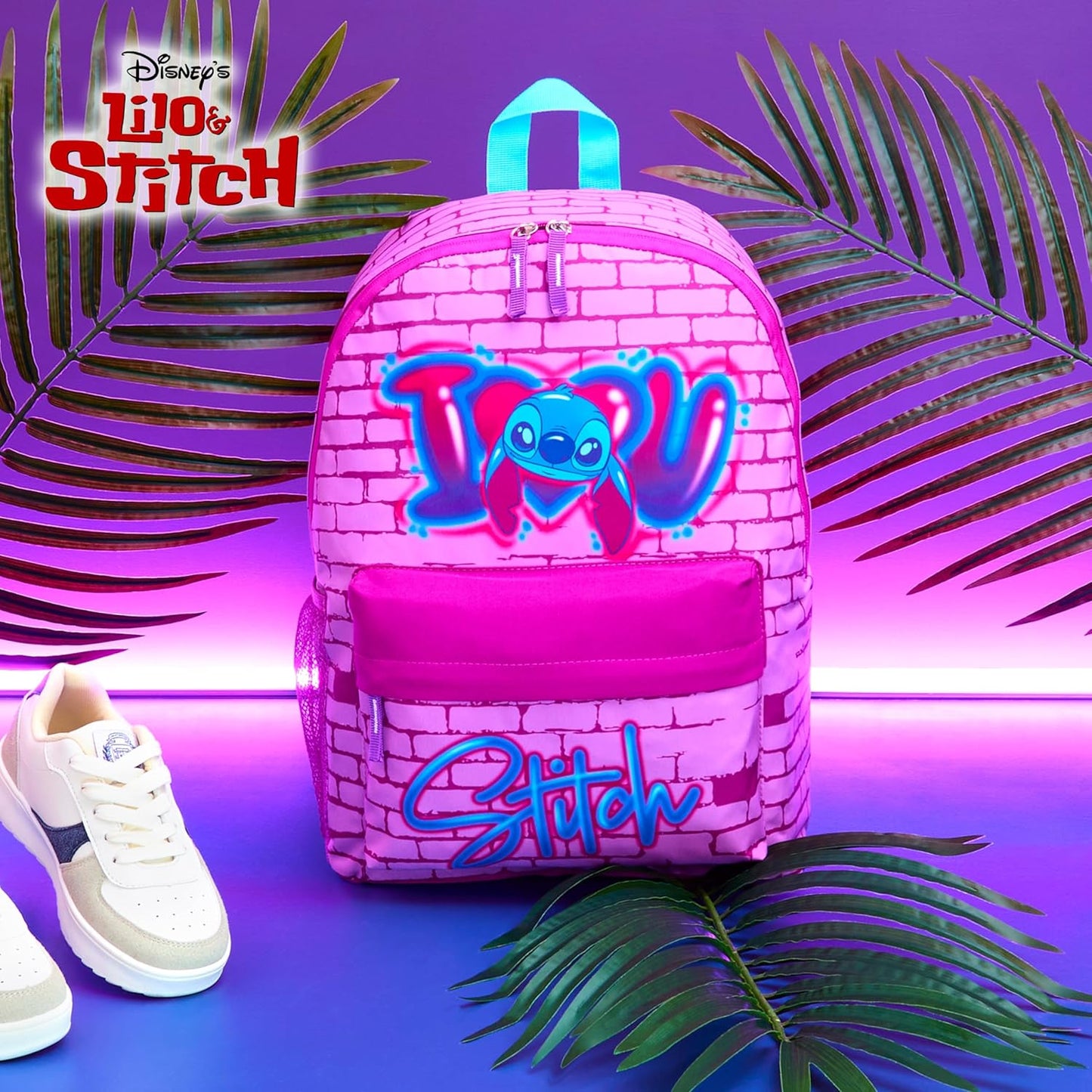 Disney Stitch Backpack for Girls Teens School Bag Kids Book Bag School Supplies Gifts (Pink)