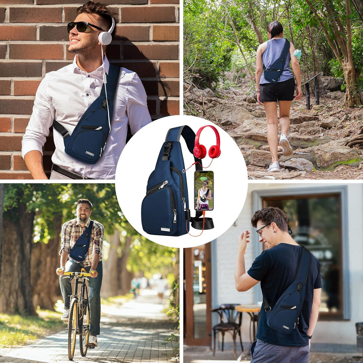 Waterproof Sling Bag Crossbody Backpack for Men Women Sling Backpack Hiking Daypack Multipurpose