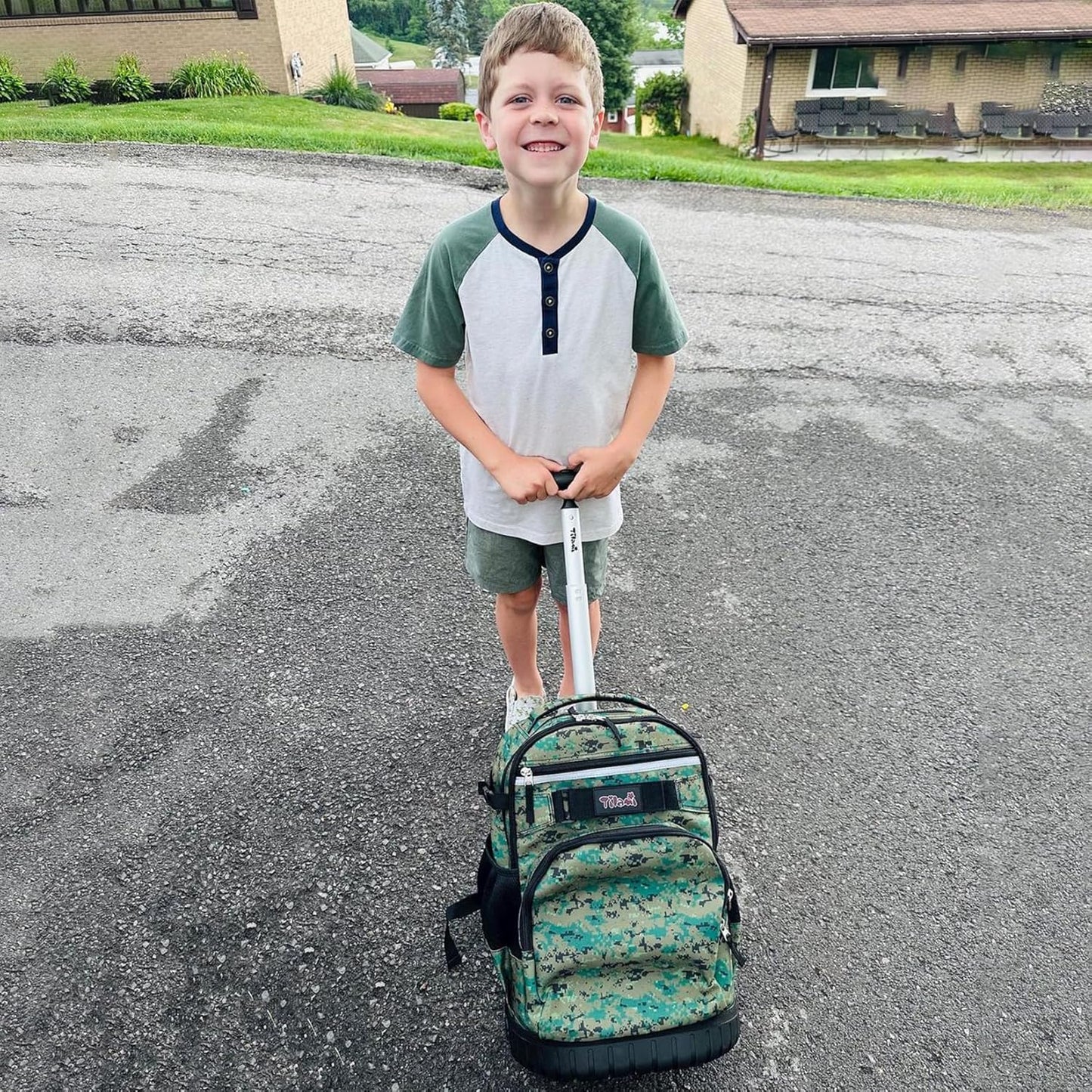 Tilami Rolling Backpack 18 inch Wheeled Backpack School College Student Travel Trip Boys and Girls