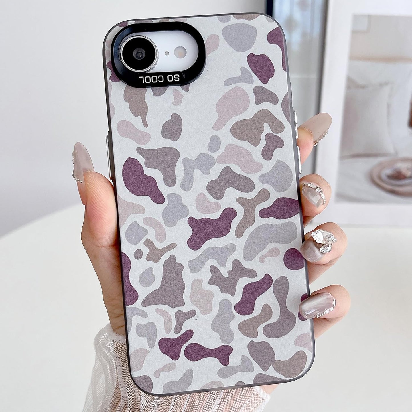 for iPhone 16e Case, Vintage Camo Pattern Design for Men Boys Teens, Cool Camouflage Shockproof Protective Cover for Girls Women - Black