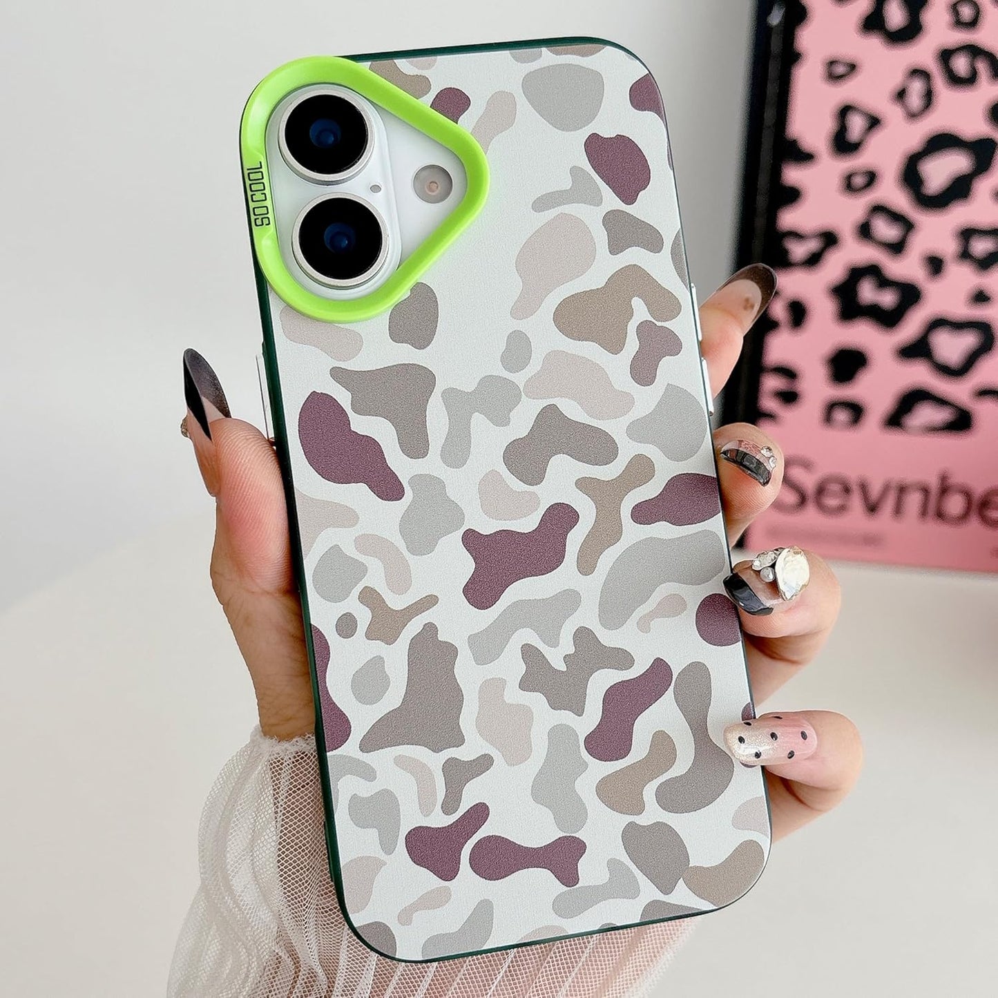 for iPhone 17 Case, Vintage Camo Pattern Design for Men Boys Teens, Cool Camouflage Shockproof Protective Cover for Girls Women - Green