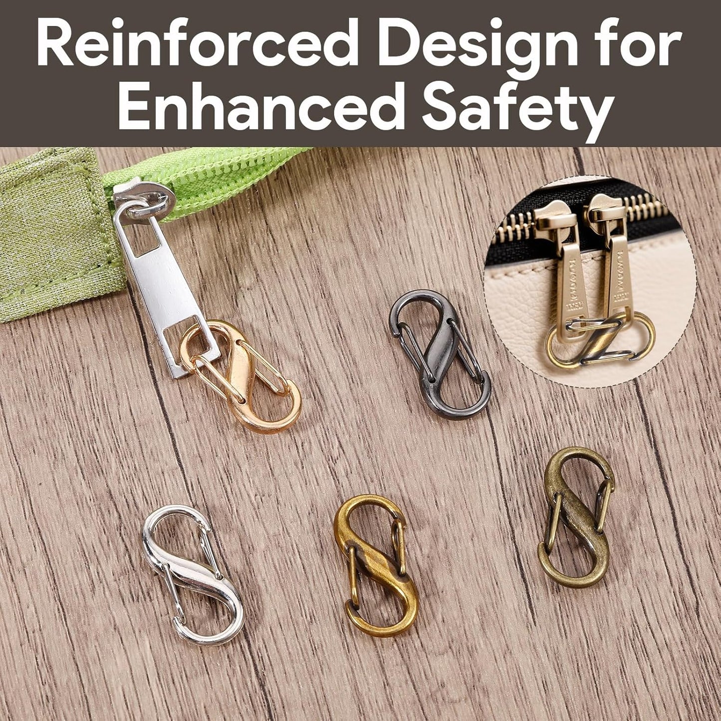 30PCS Zipper Clips Anti Theft, S Mini Carabiner Zipper Lock Set with Dual Opening Locks, Durable S Carabiner Clip Quick Disconnect for Backpacks Purses Luggage Travel Bags Camping Suitcases, Multi
