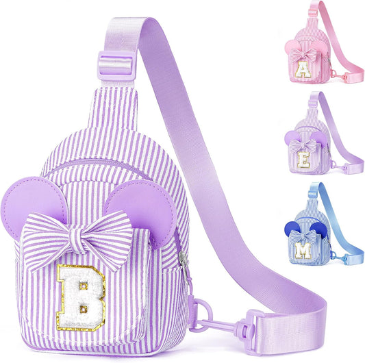 YOOLIFE Birthday Gifts for Girls, 2 3 4 5 6 7 8 Year Old Girl Birthday Gift Purple Small Initial Crossbody Bag for Kids Girls Personalized Gifts for Daughter Sister (Purple B)