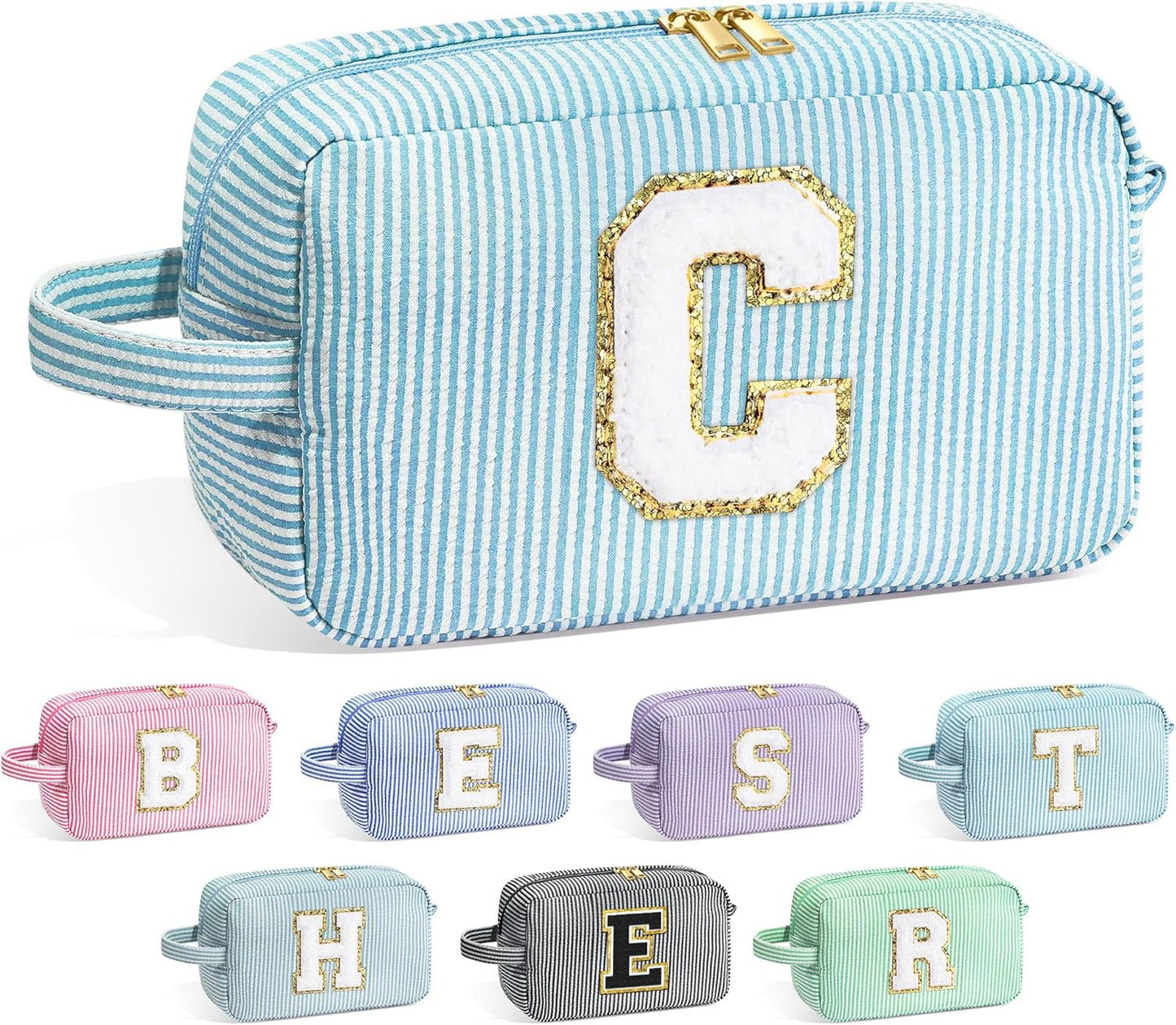 YOOLIFE Birthday Gifts for Mom, Mom Gifts from Daughter, Mother In Law Gifts, Mama Gift Idea, Personalized Gifts for Women, Initial Makeup Bag for Women C