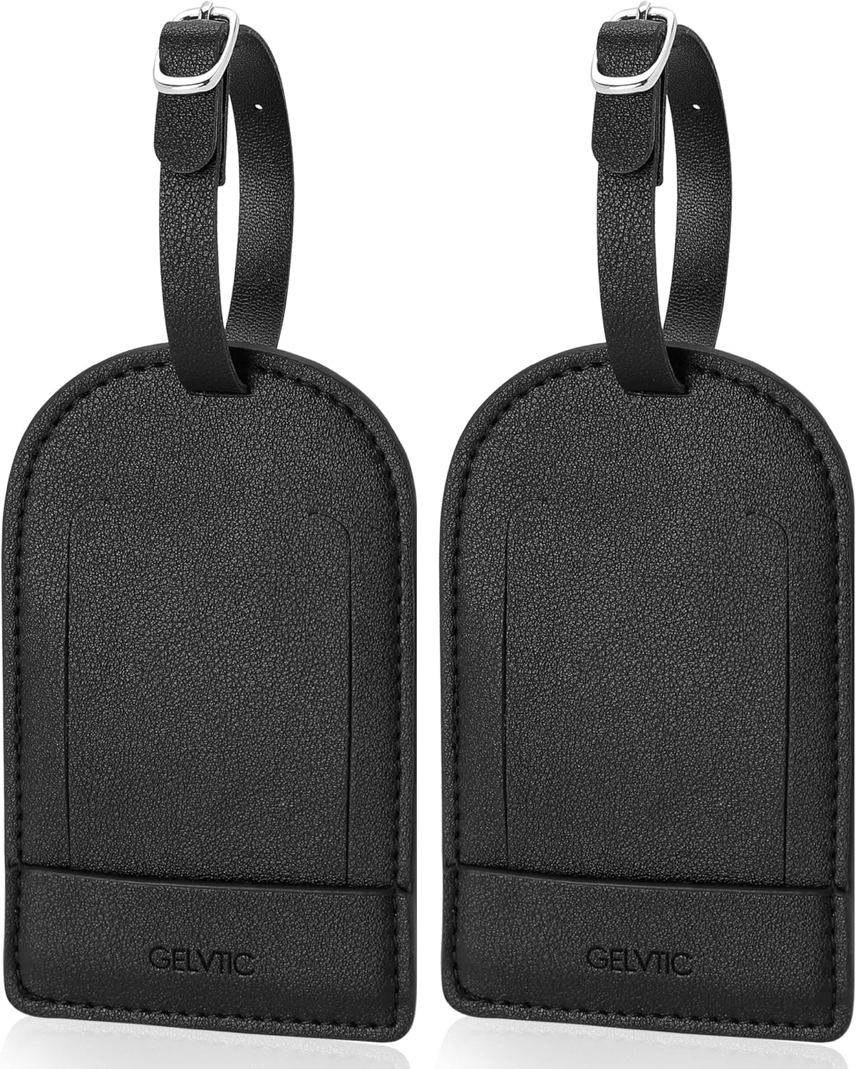 Faux Leather Luggage Tags for Suitcase Tag Set Privacy Protection with Identifie Name Lable ID Card Baggage tag for Men Women Travel Accessories, 2/4 Pack (LT06-Black)