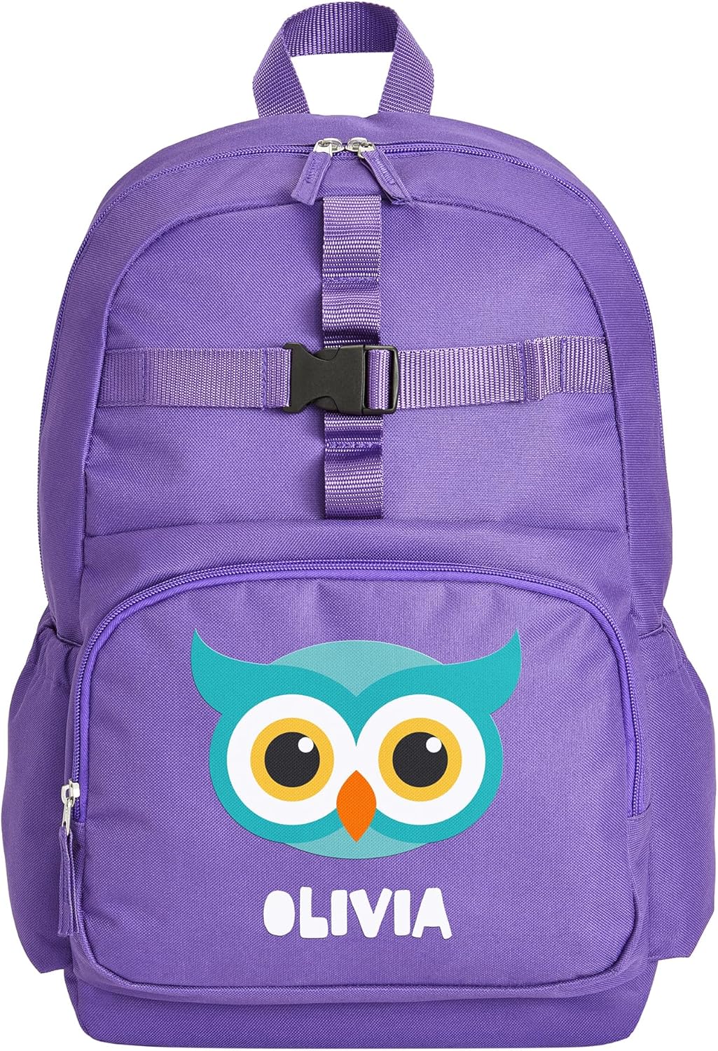 Let's Make Memories Personalized Kids Backpack - Backpack for School - For Animal Lovers - Back to School - Bookbag - Matching Lunchbox/Water Bottle Sold Separately - Purple - Owl