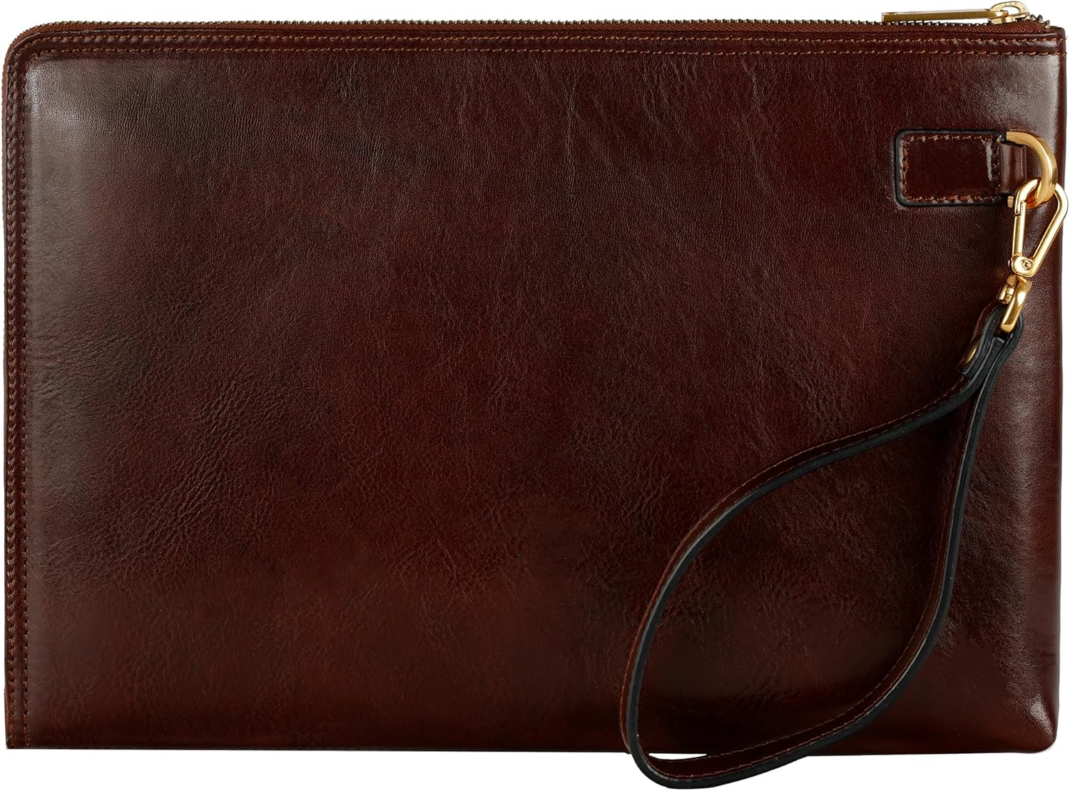 Time Resistance Leather Clutch for Men Organizer Wrist Bag Briefcase Handmade in Italy