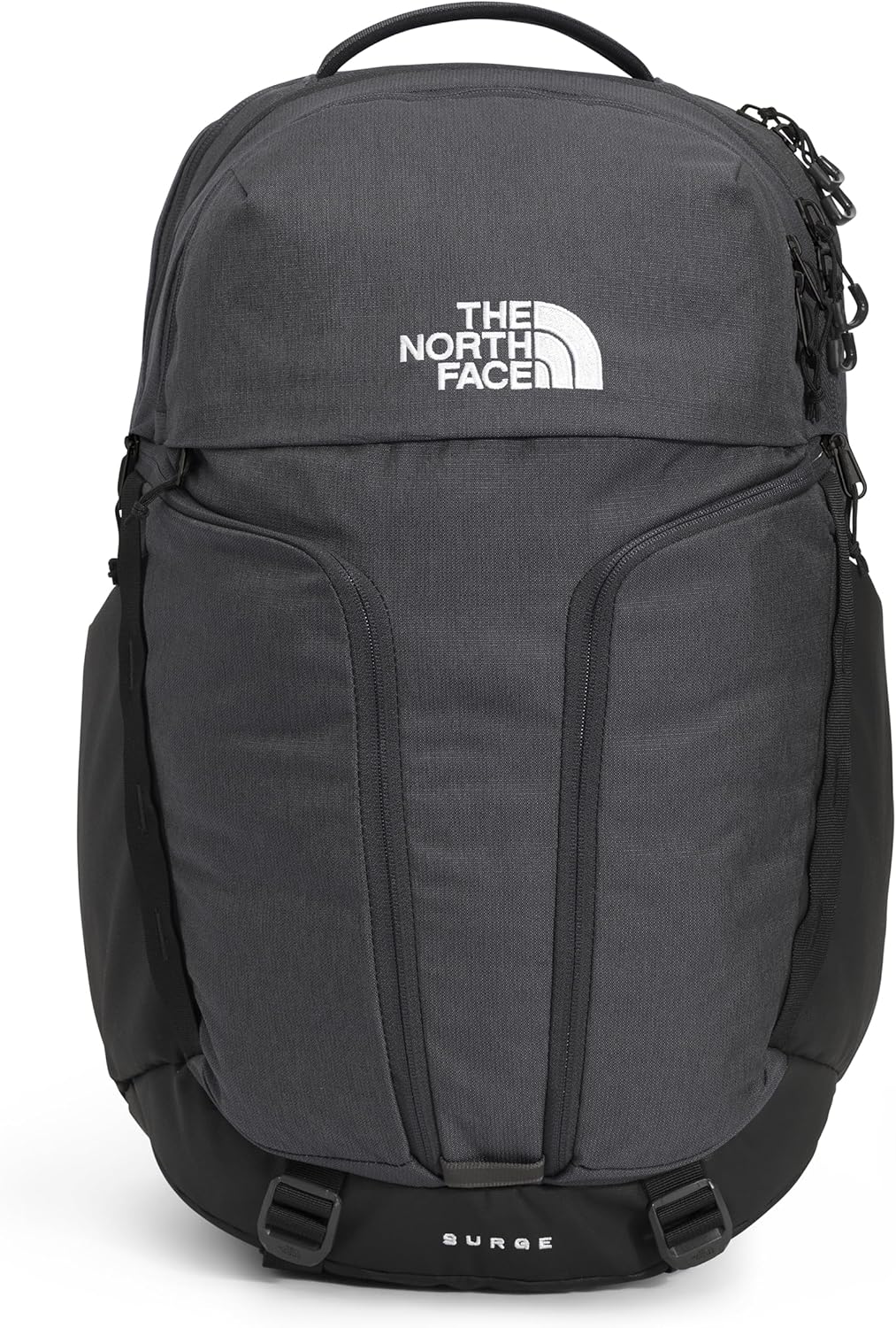 The North Face Surge Commuter Laptop Backpack | Daypack with Water Repellent Finish, 16" Laptop Sleeve, Reflective Details, Asphalt Grey Light Heather/TNF Black-NPF, One Size