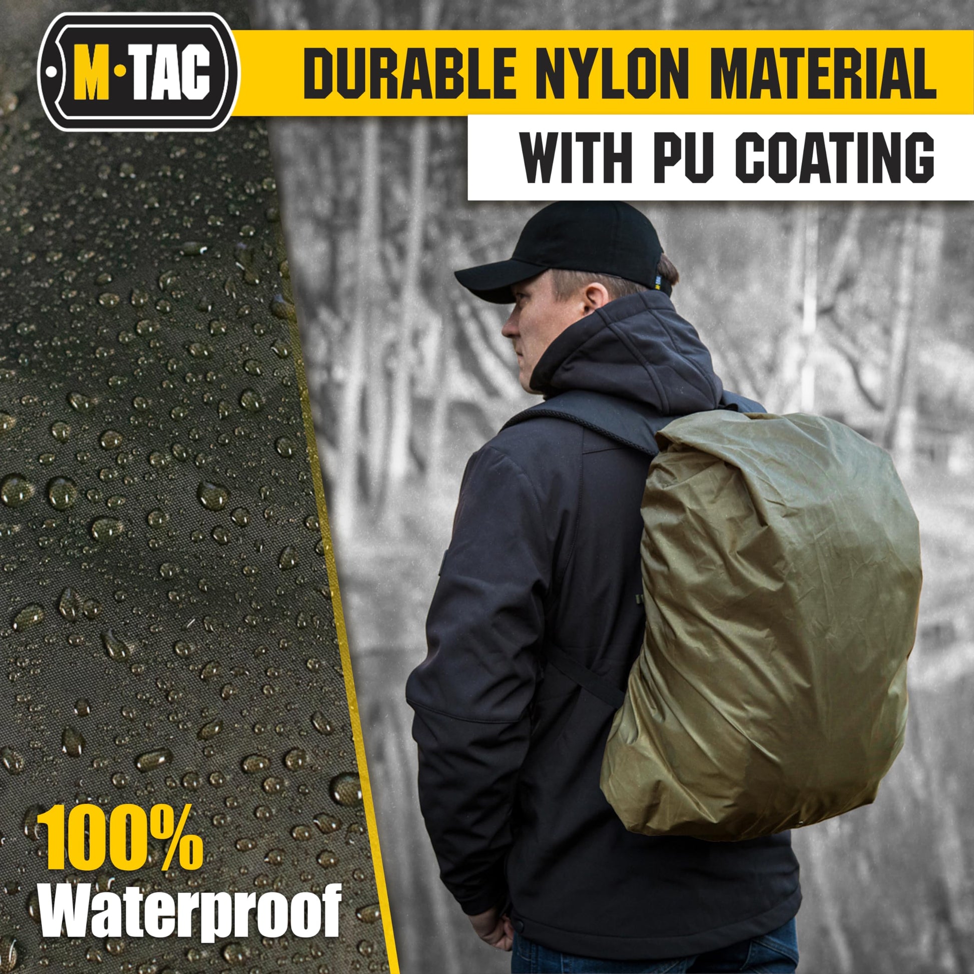M-Tac Backpack Rain Cover Waterproof - Bag Rain Cover 50-60L - for Hiking Travel Camping Military