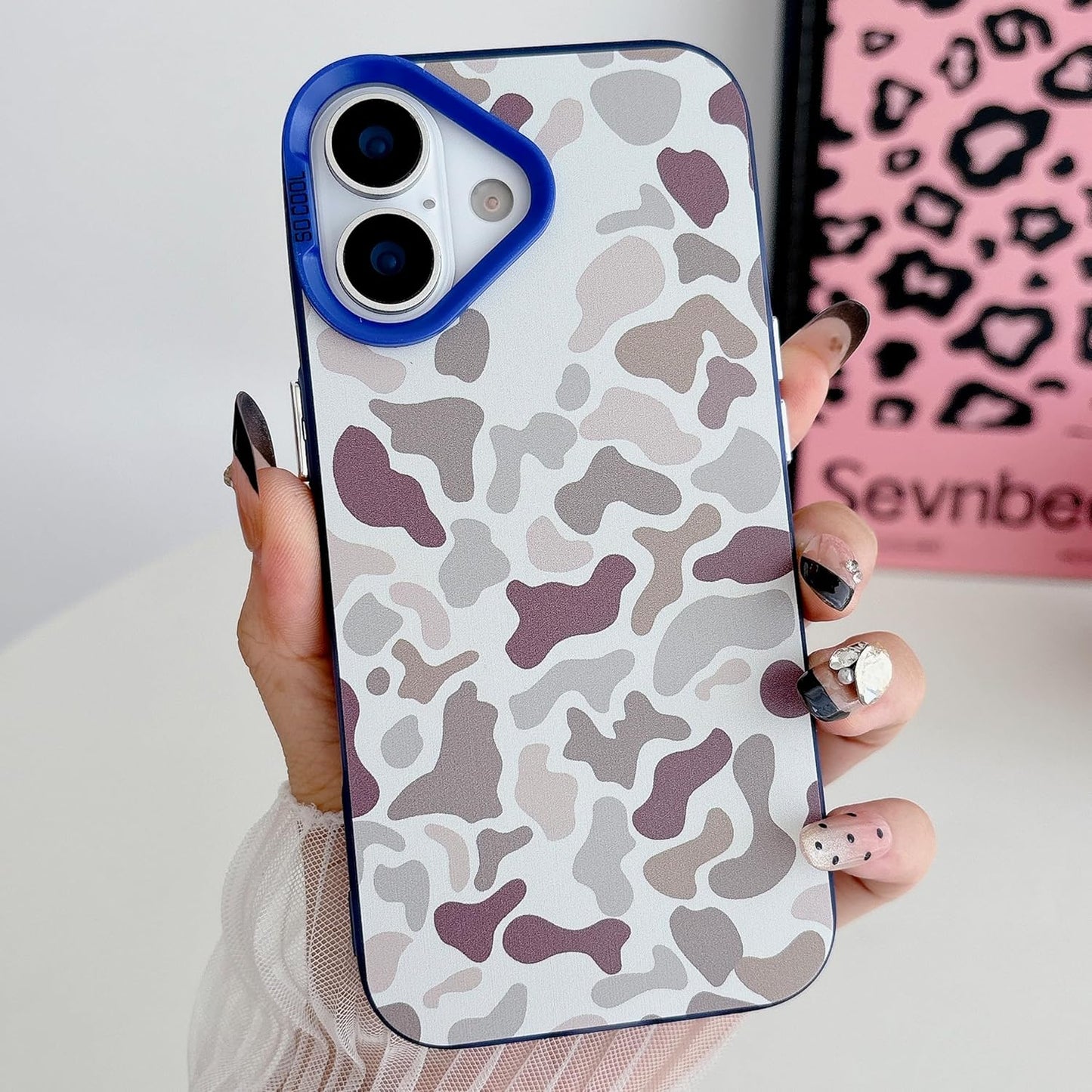 for iPhone 17 Case, Vintage Camo Pattern Design for Men Boys Teens, Cool Camouflage Shockproof Protective Cover for Girls Women - Blue