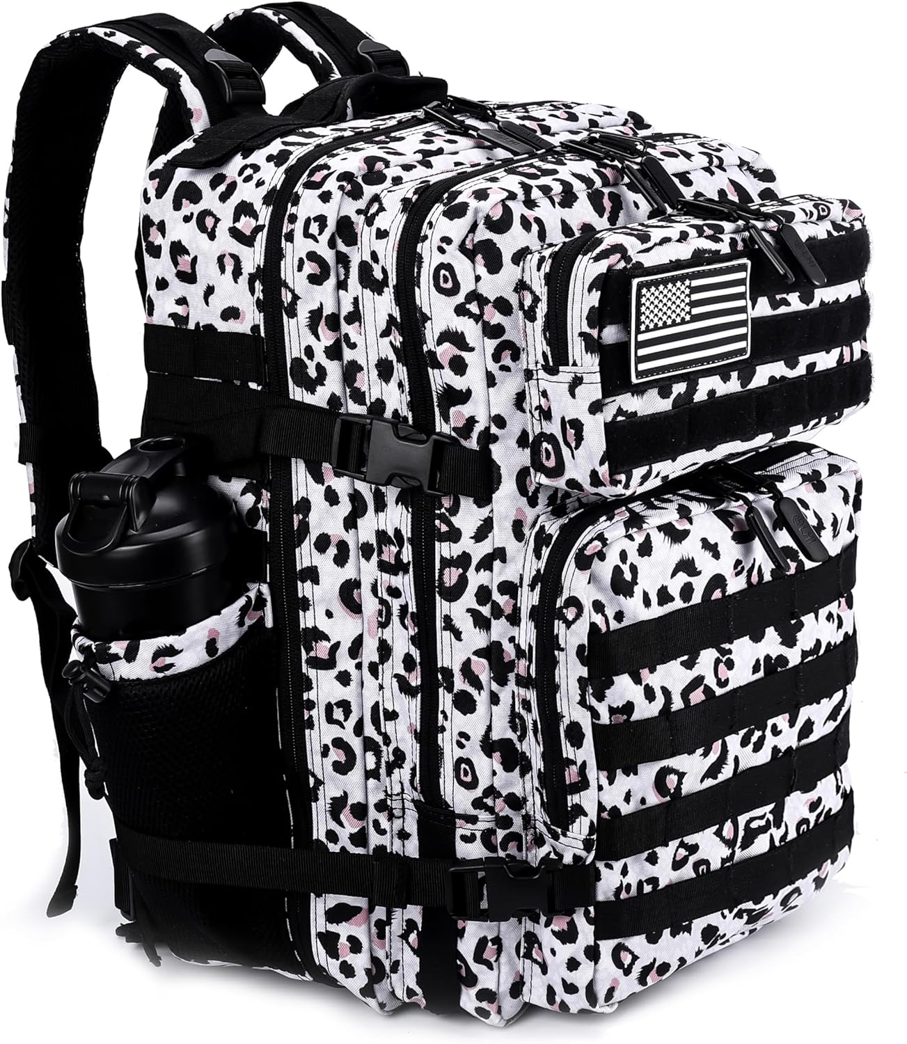 LHI Military Tactical Backpack for Men and Women 45L Army 3 Days Assault Pack Bag Large Rucksack with Molle System - Leopard