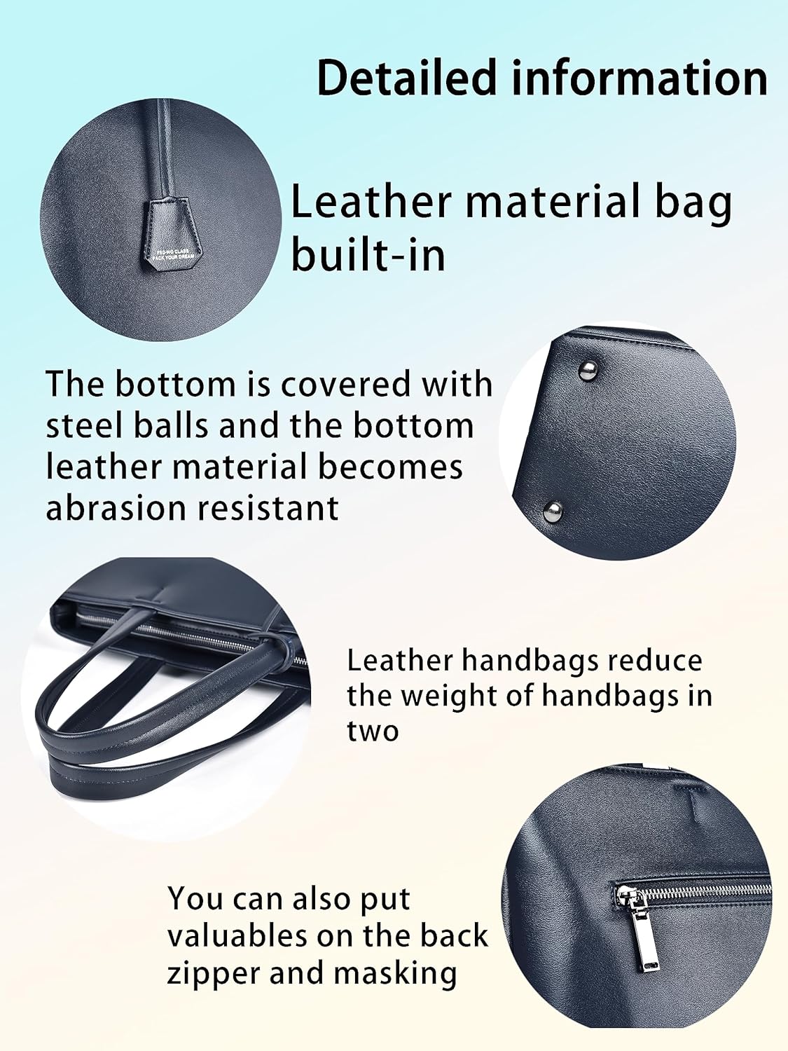 FSD.WG Men's Tote Bag,Business Bag, Leather Briefcase,Elegant Leather（PU）,Large Capacity,Black