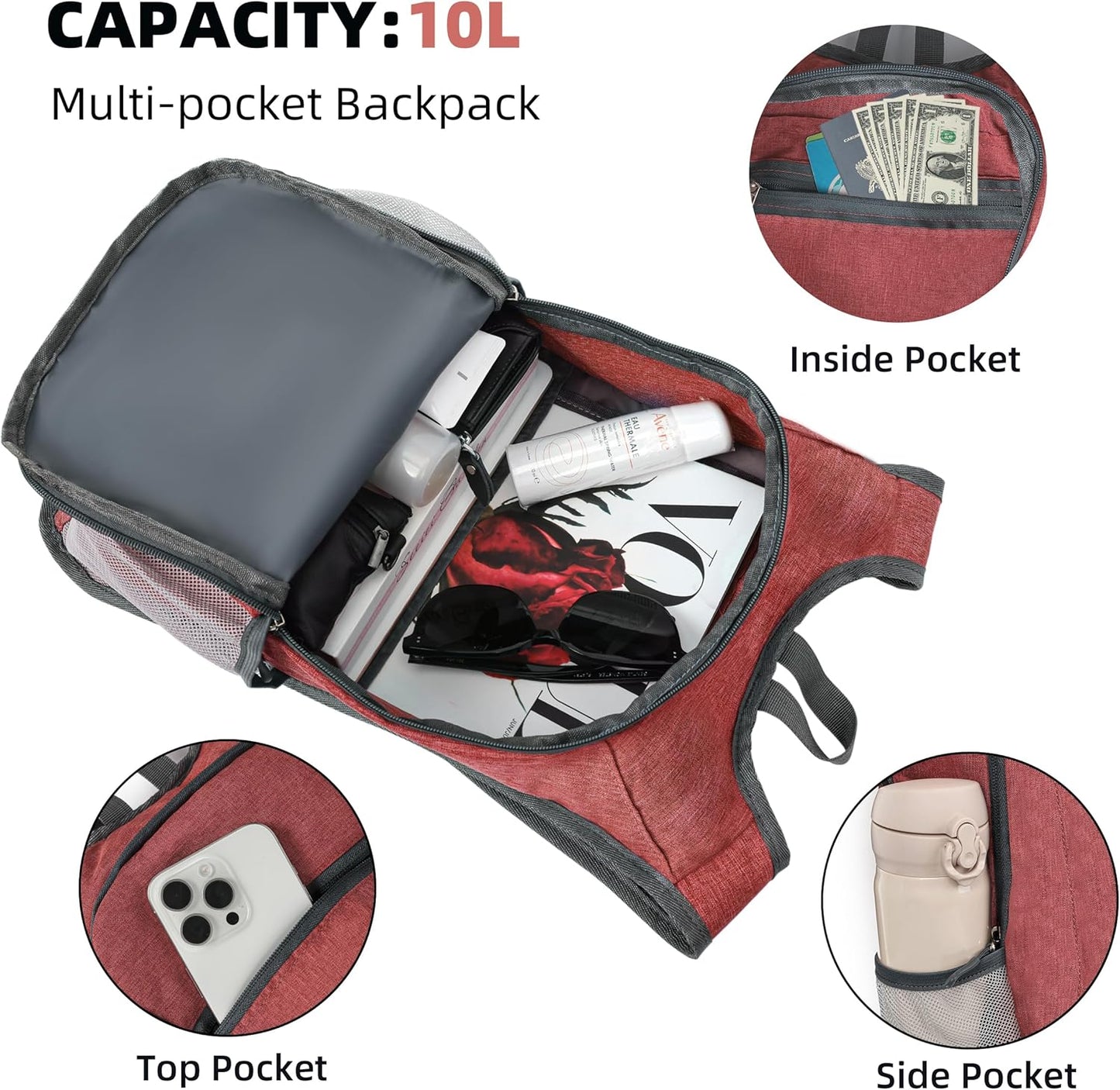 Hiking Backpack 10L Small Travel Lightweight Daypack Foldable Hiking Packable Camping Hiking