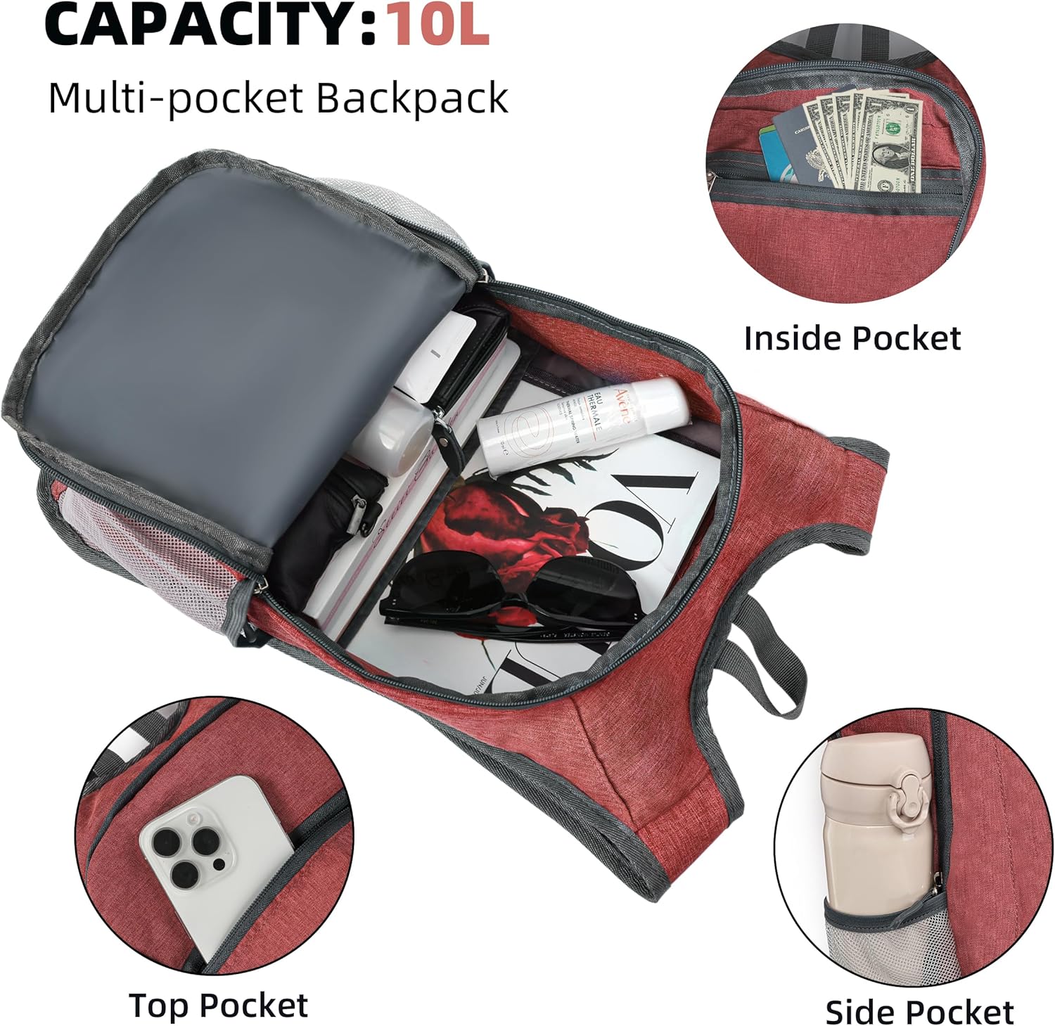 Hiking Backpack 10L Small Travel Lightweight Daypack Foldable Hiking Packable Camping Hiking