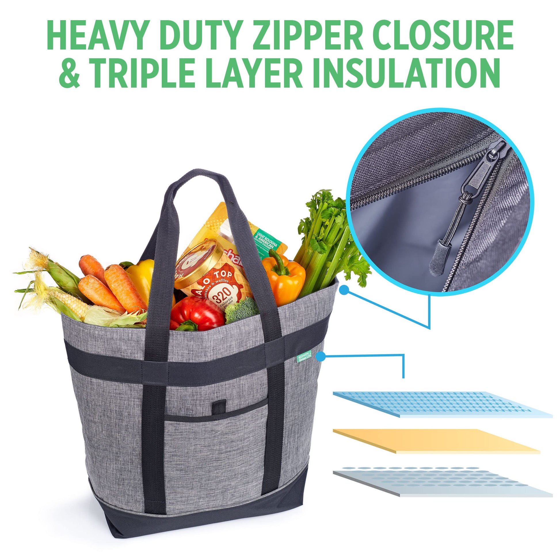 Jumbo Insulated Cooler Bag (Charcoal) with HD Thermal Insulation - Premium, Collapsible Soft Cooler