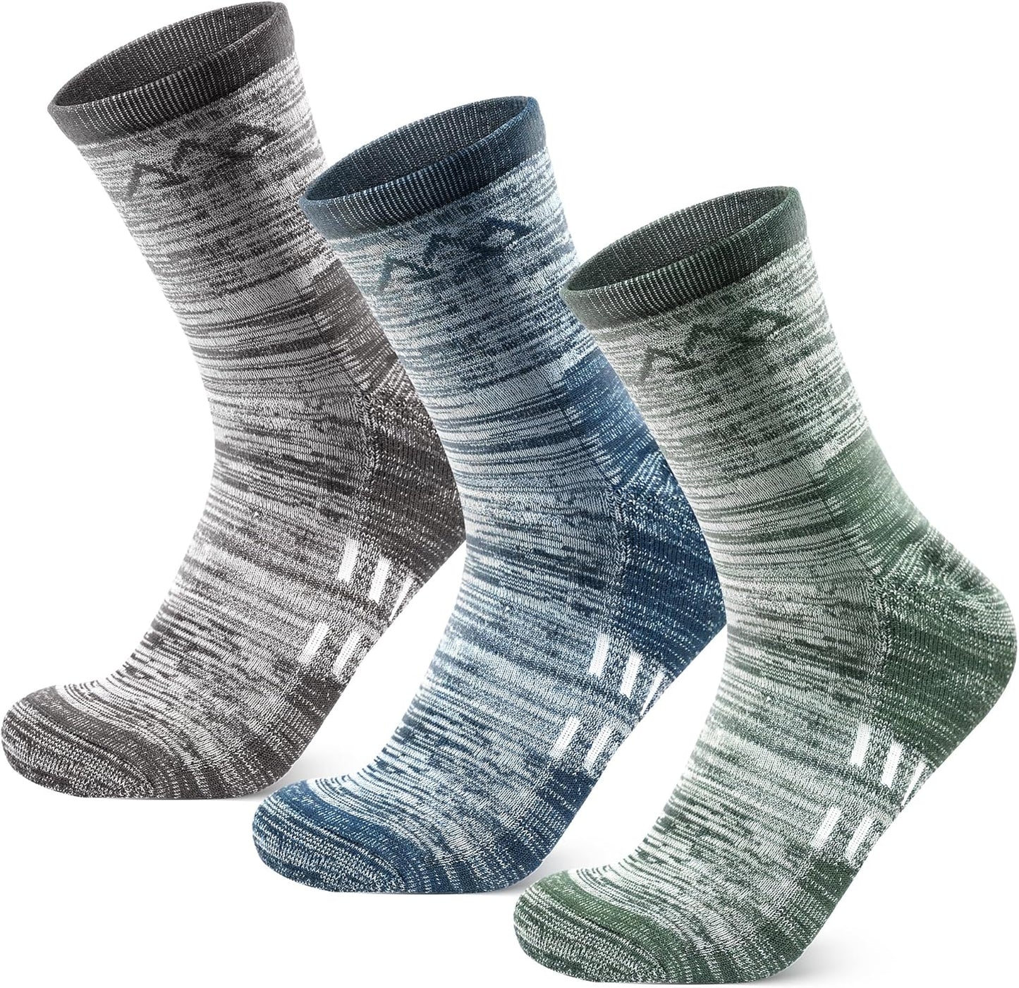 innotree 3 Pack Men's Merino Wool Hiking Socks, Micro Crew Cushioned Hiking Walking Thermal