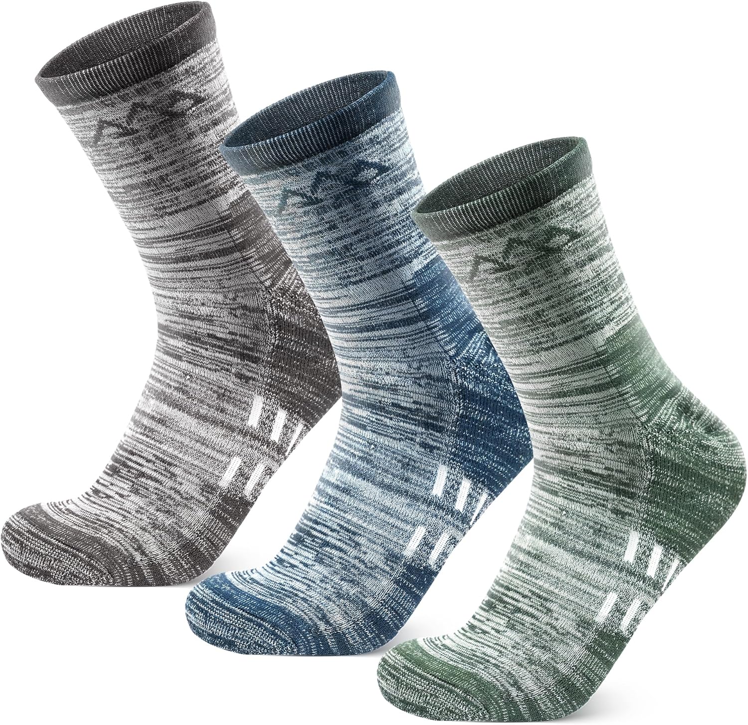 innotree 3 Pack Men's Merino Wool Hiking Socks, Micro Crew Cushioned Hiking Walking Thermal