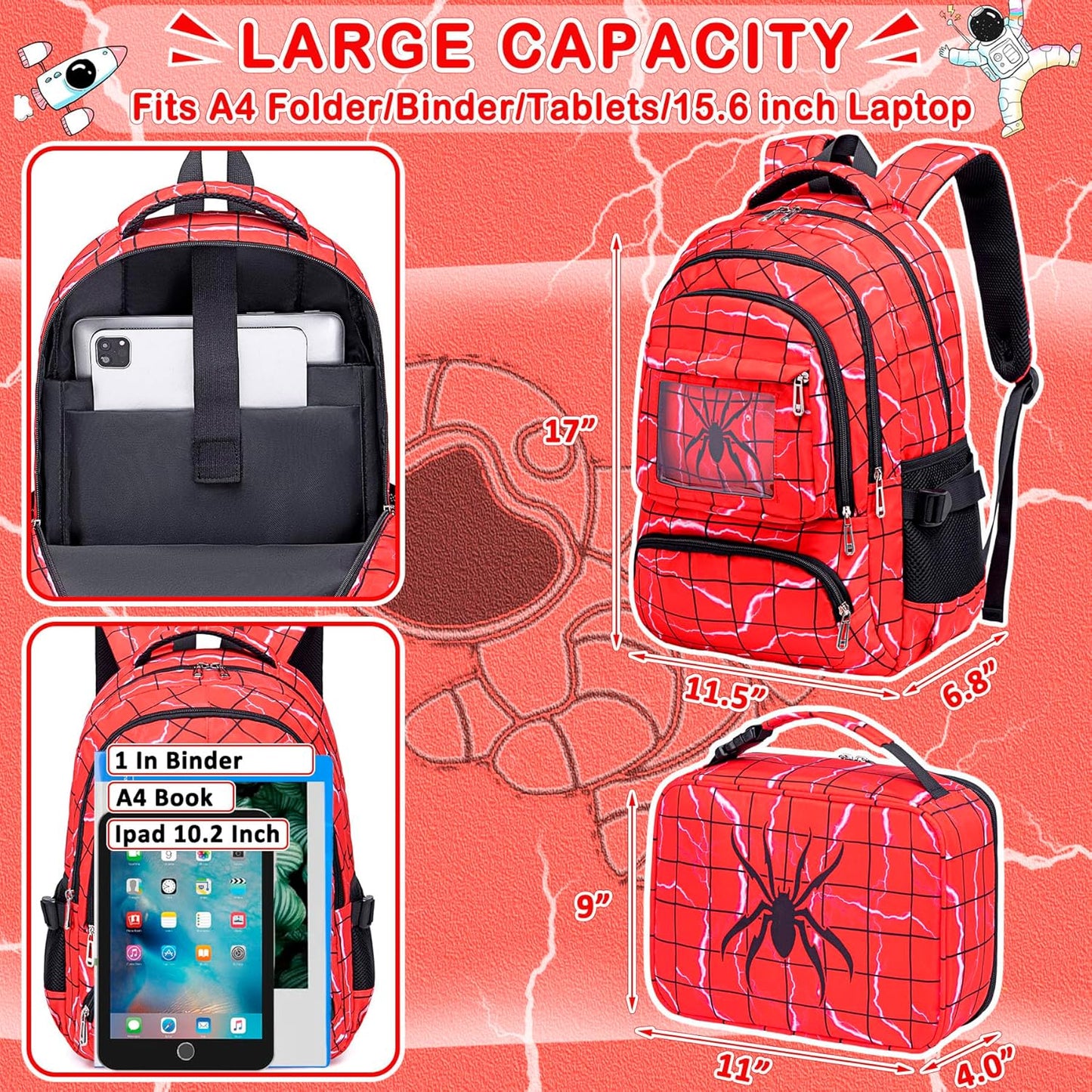 FunnyGifts Kids Backpacks Boys School Bookbag for Elementary Kindergarten Preschool Mochila Para Niños 4 5 6 7 8 9 10 11 12