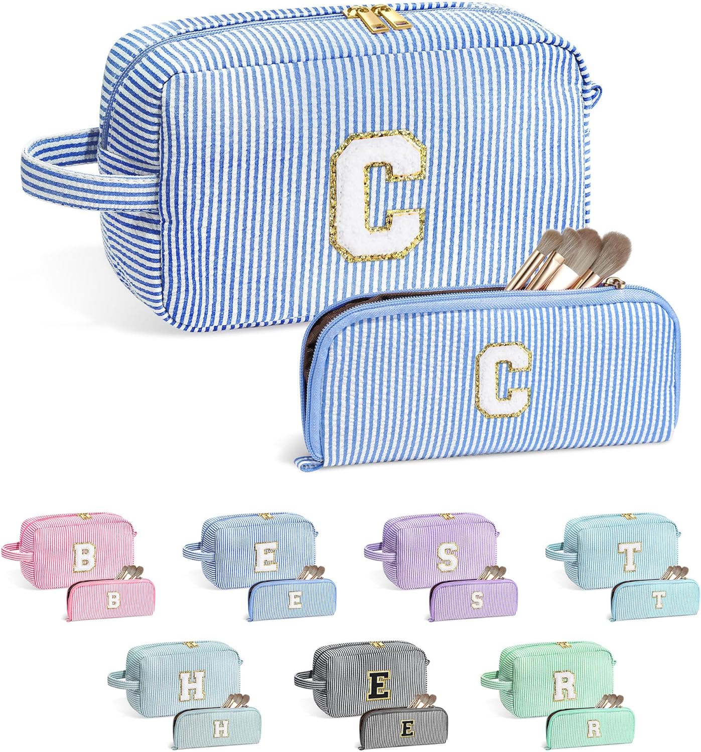 YOOLIFE Gifts for Teen Girls - Personalized Initial Makeup Bag, Birthday Gifts for Women Sister Friend Daughter Girls Kids
