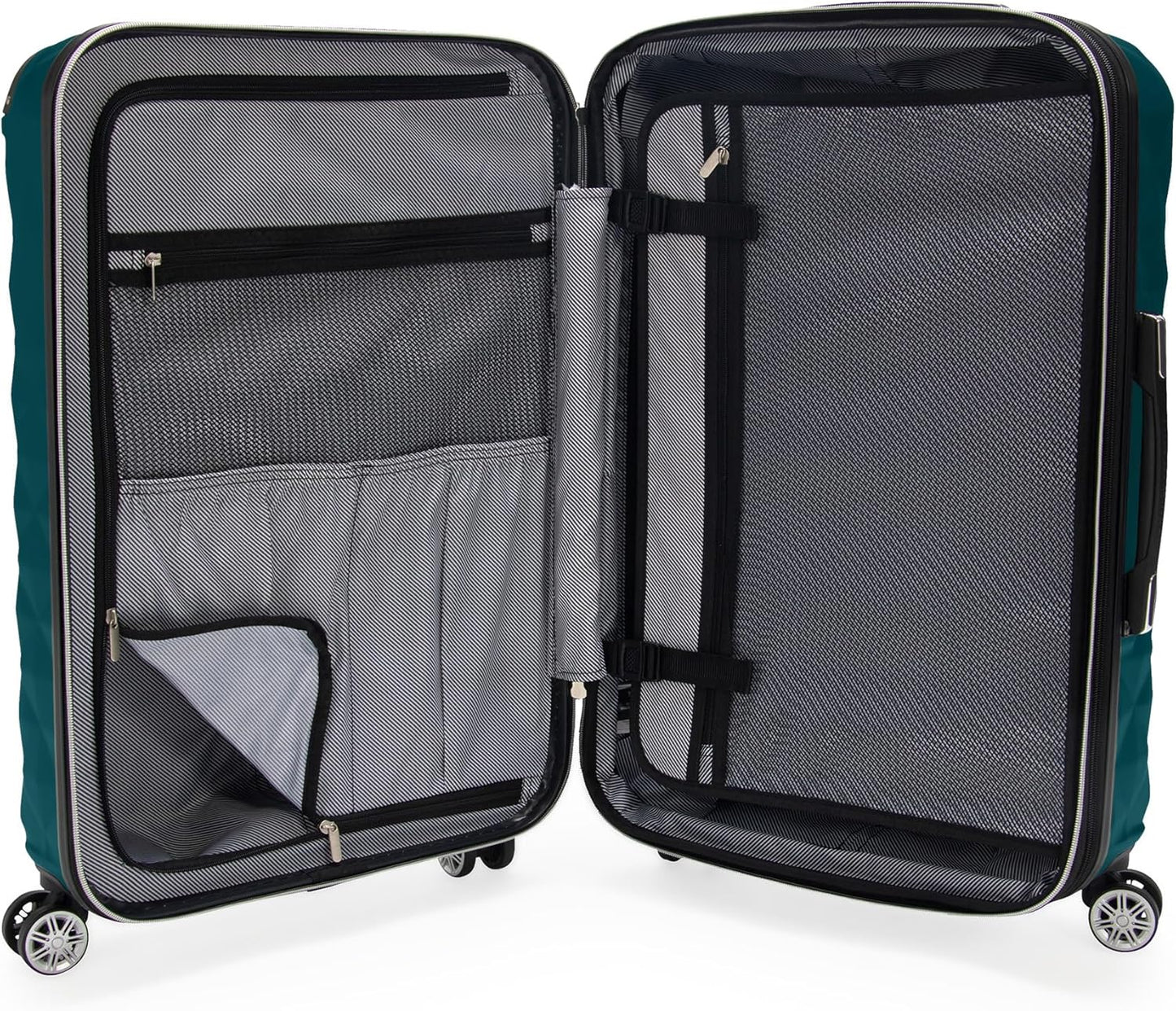 Kenneth Cole REACTION Diamond Tower Luggage Collection Lightweight Hardside Expandable 8-Wheel, Deep Teal, 24-Inch Checked