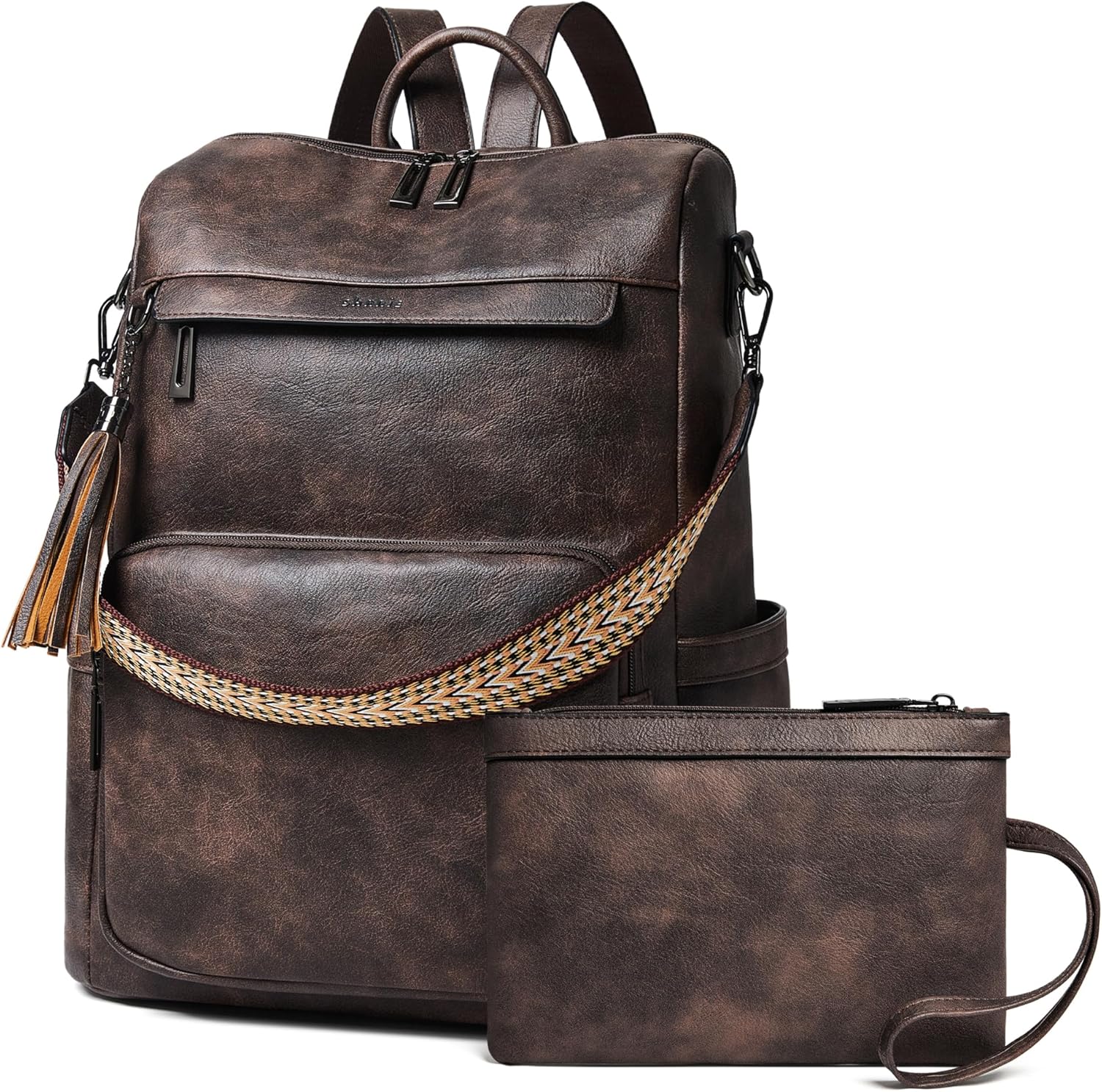 Shrrie Vegan Leather Laptop Backpack for Women 15.6 inch Work Backpack Fashion Travel Backpack
