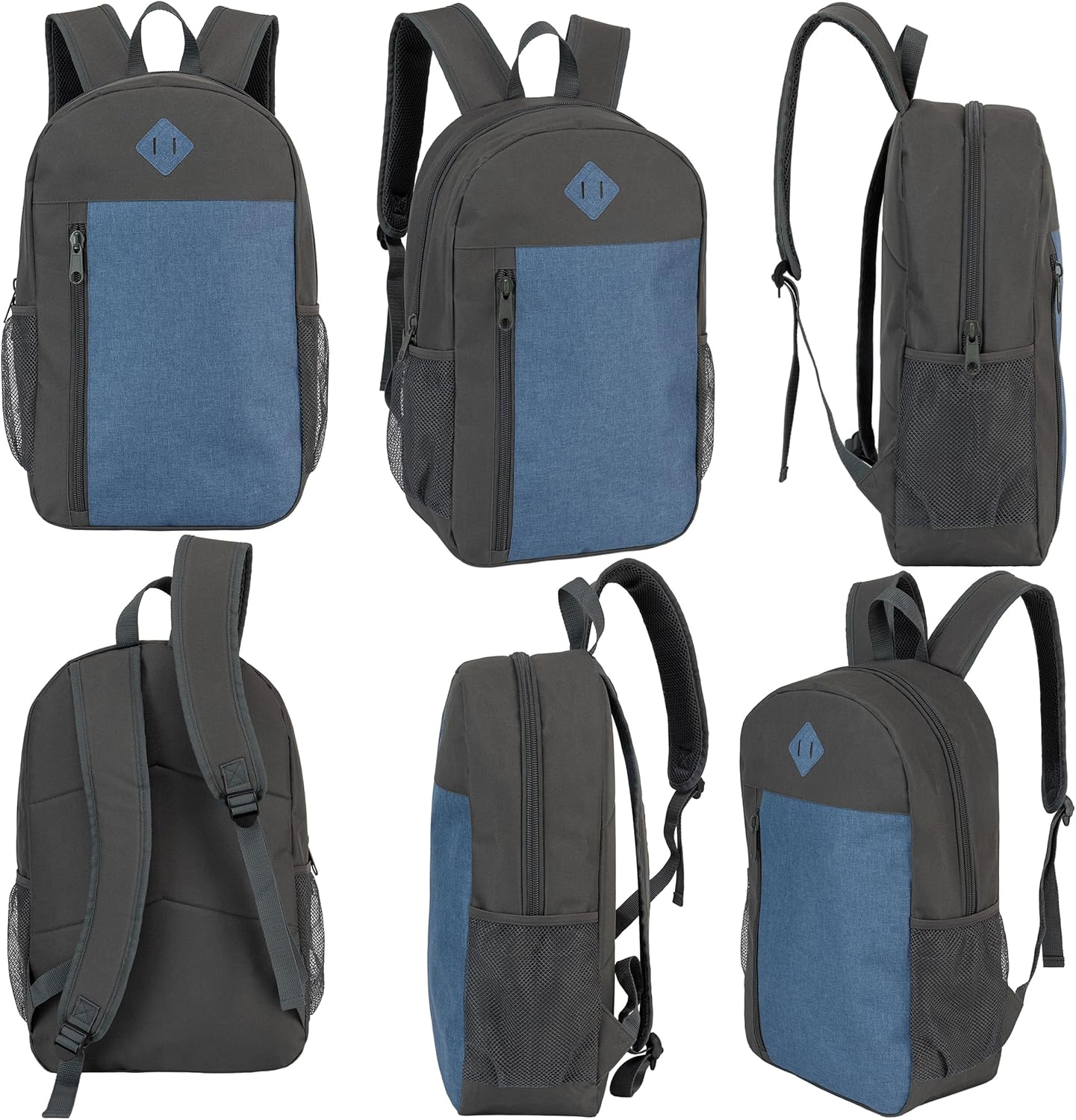 24-Pack 19" Padded Back Backpacks for Kids - Bookbags in Bulk for Middle and High School Students
