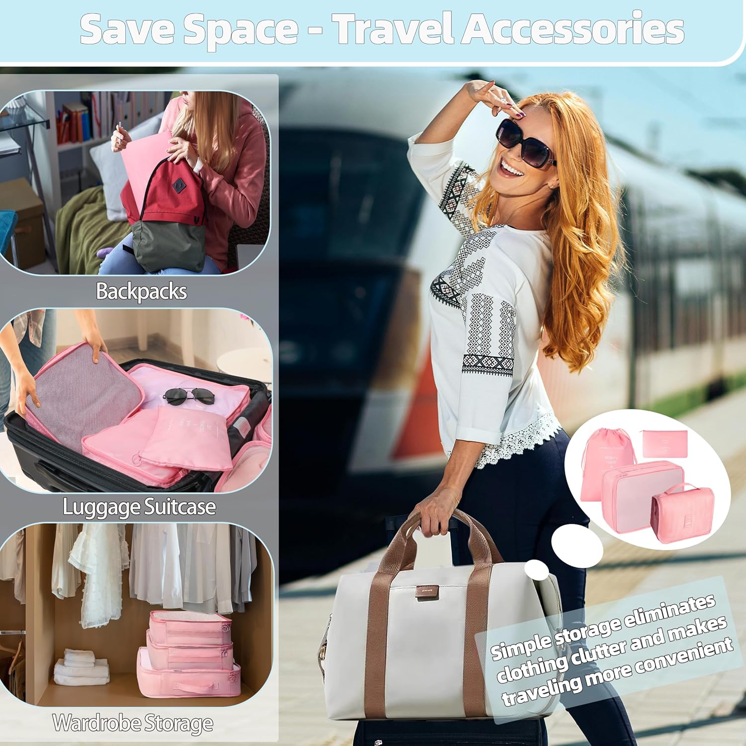 10 Pcs Set Packing Cubes - Travel Packing Organizers, Expandable Suitcase Organizer, Luggage