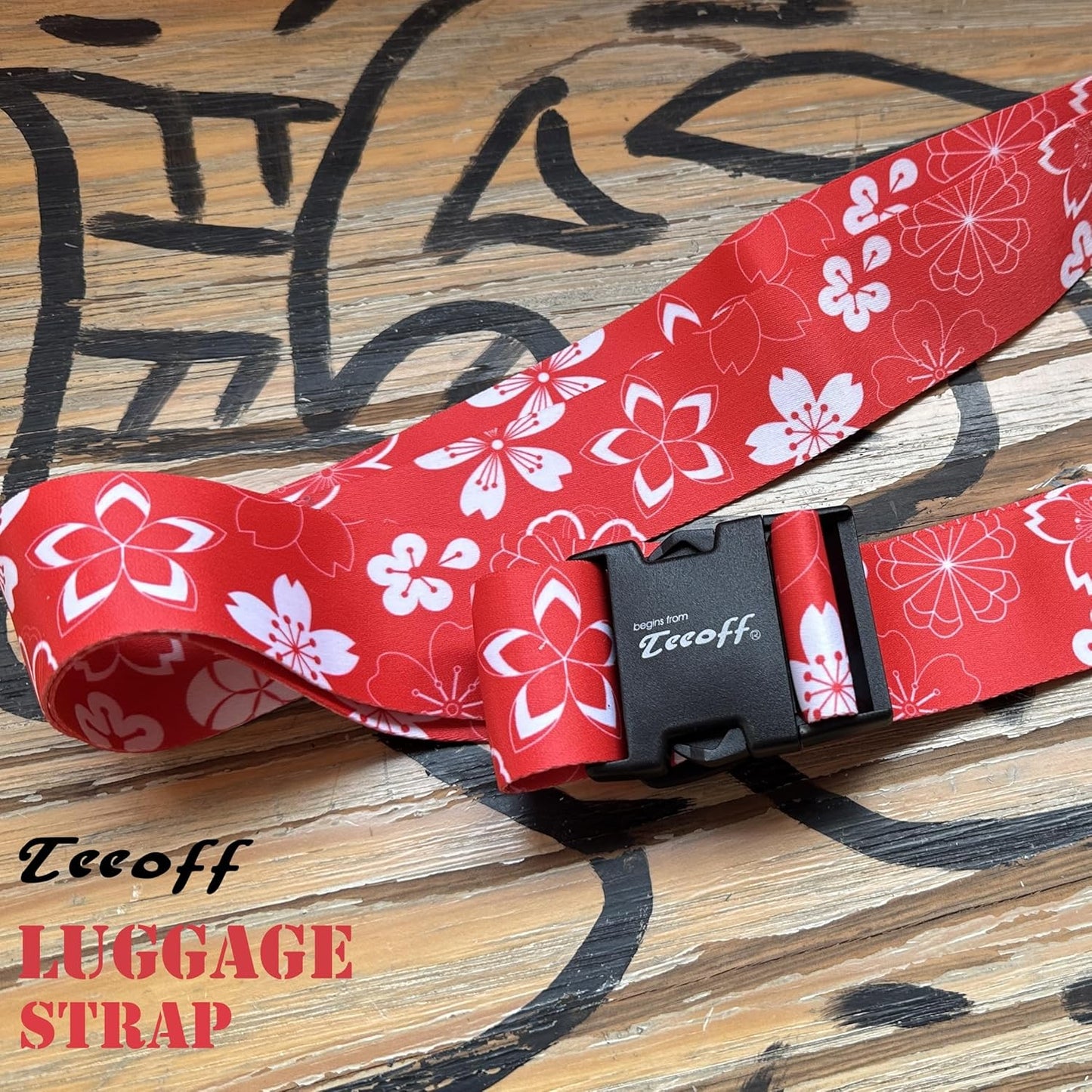 Teeoff Luggage Straps Suitcase Belts Travel Bag Accessories Adjustable 220CM (Sakura Orange - 2 Pack)
