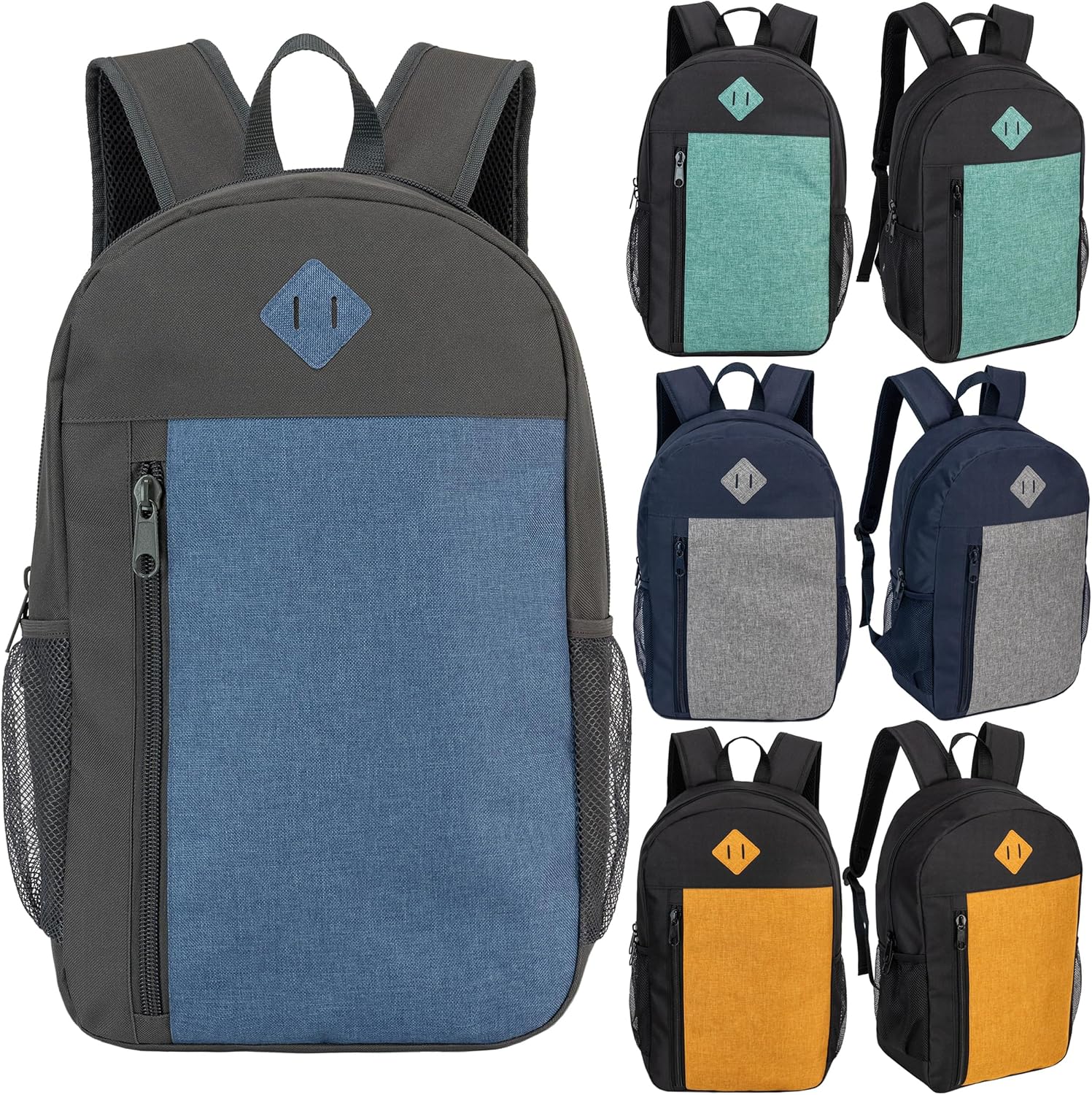24-Pack 19" Padded Back Backpacks for Kids - Bookbags in Bulk for Middle and High School Students