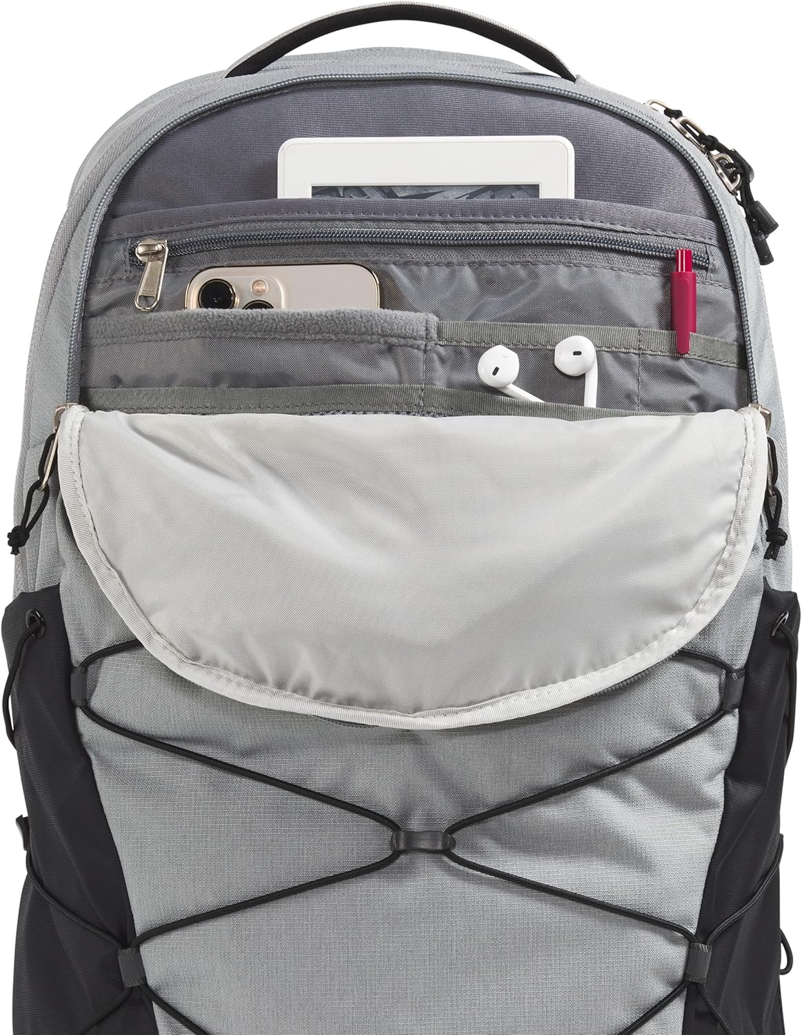 The North Face Borealis Commuter Laptop Backpack | Water Repellent Finish, 16" Laptop Sleeve, Large Main Compartment for Everyday Carry, Meld Grey Dark Heather/TNF Black-NPF, One Size