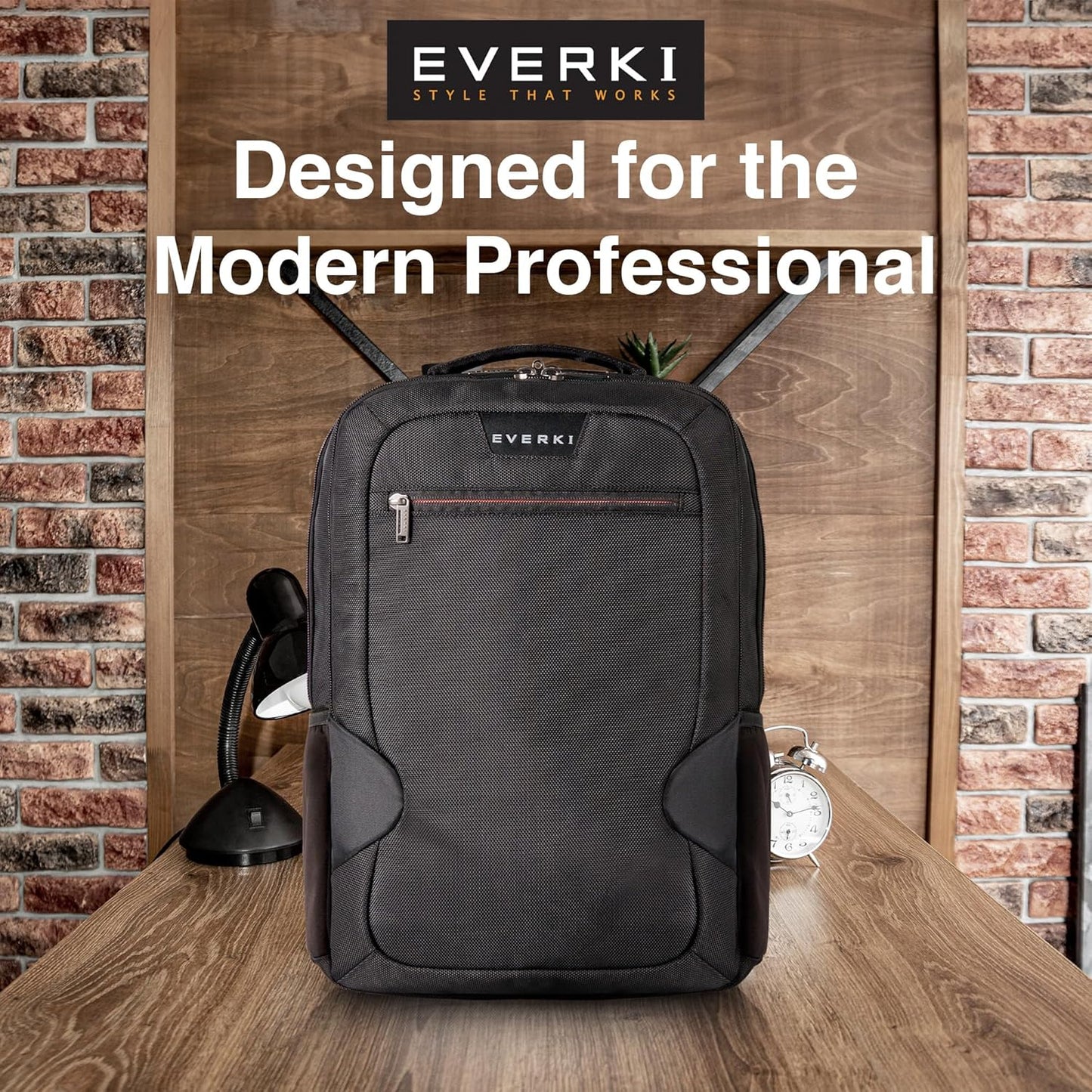 EVERKI Studio Slim Laptop Backpack for Men & Women, Lightweight & Softly Padded With Corner Protection, Trolley Handle, High Contrast Lining, Made of Recycled Materials (14 Liters Capacity)